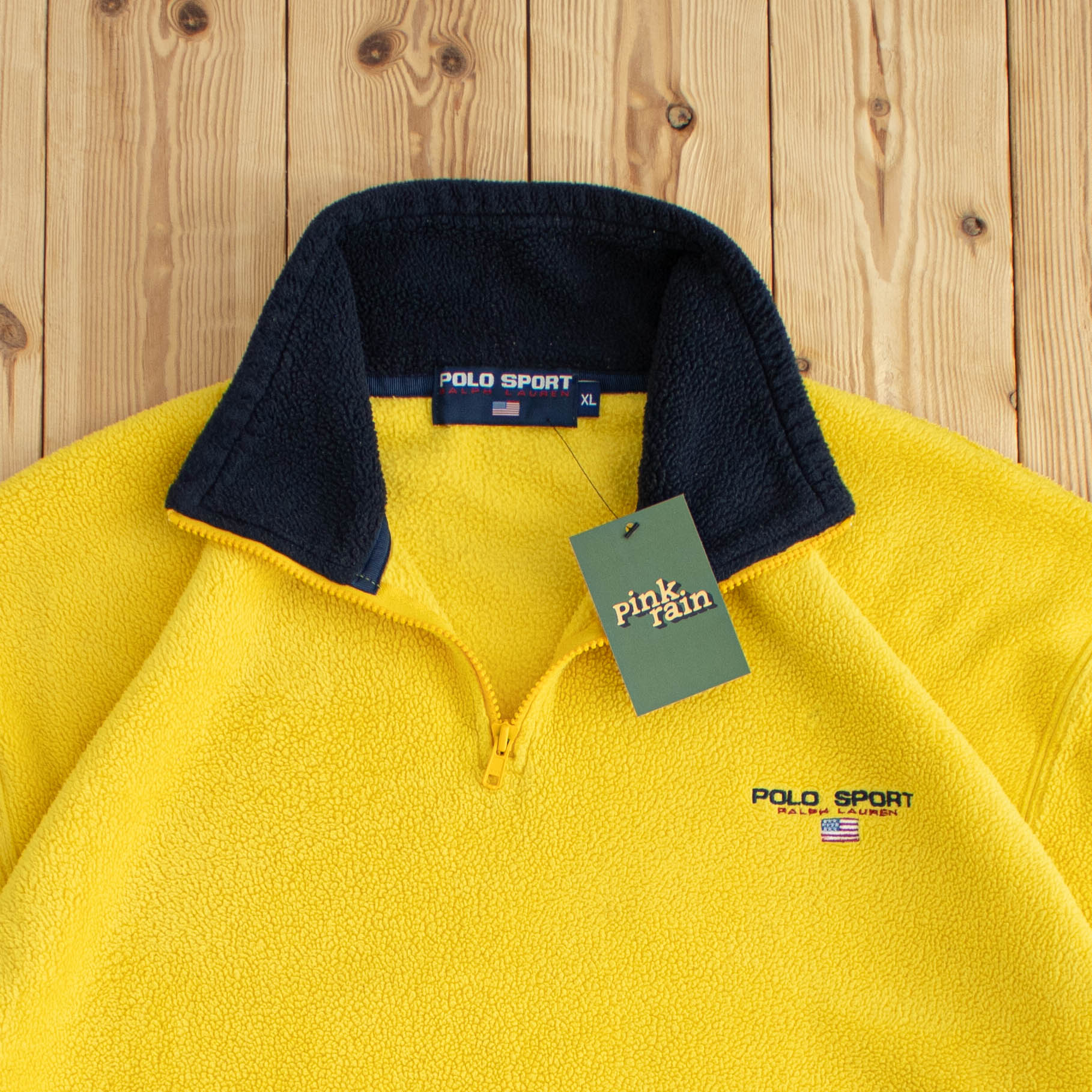 (XL) Polo Sport Ralph Lauren Vintage Embroidered Quarter-Zip Yellow