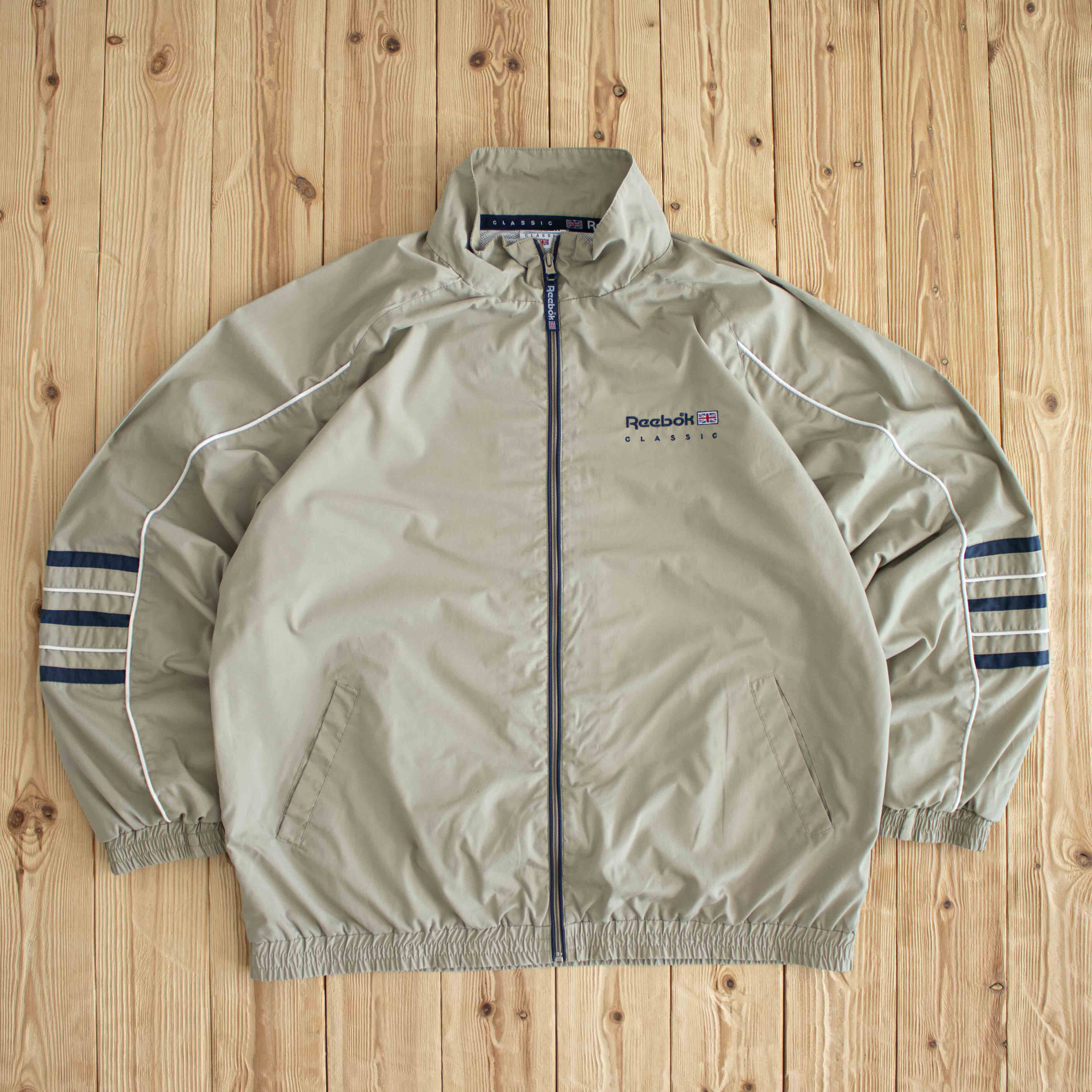 (L/XL) Reebok Classic Vintage Embroidered Jacket Beige