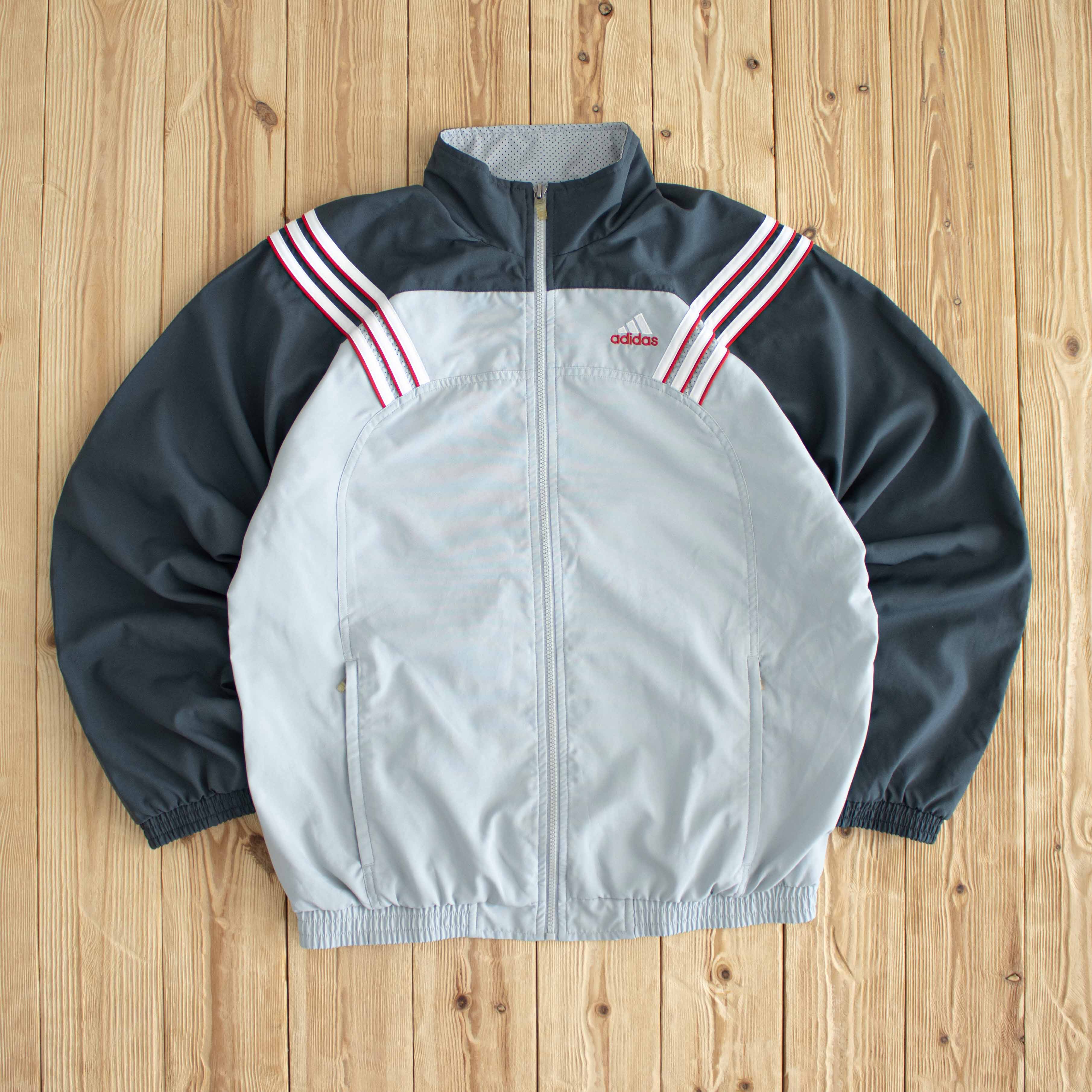 (M/L) Adidas Vintage Embroidered Jacket Gray