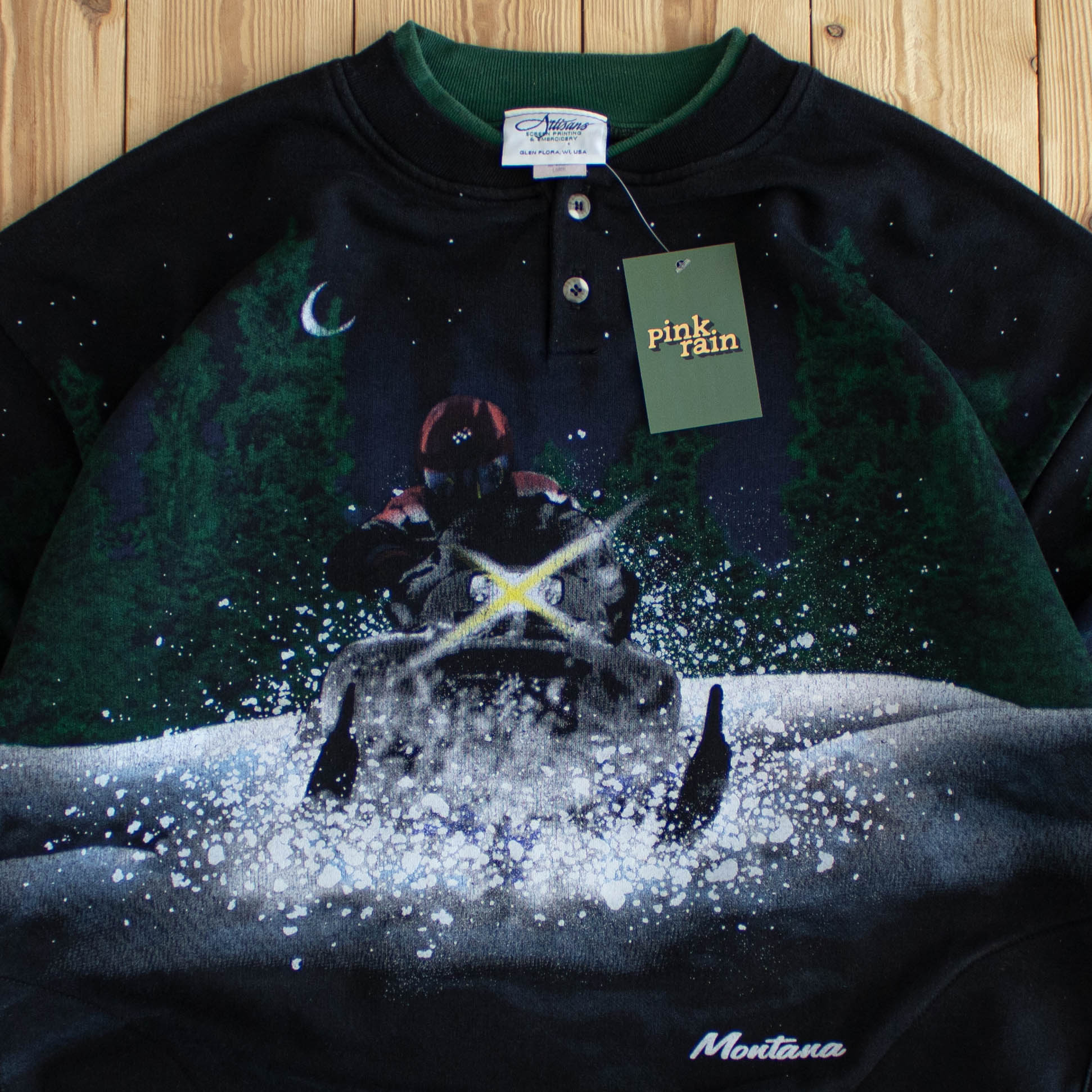 (M) Artisan Montana Snowmobile Vintage Sweatshirt Black