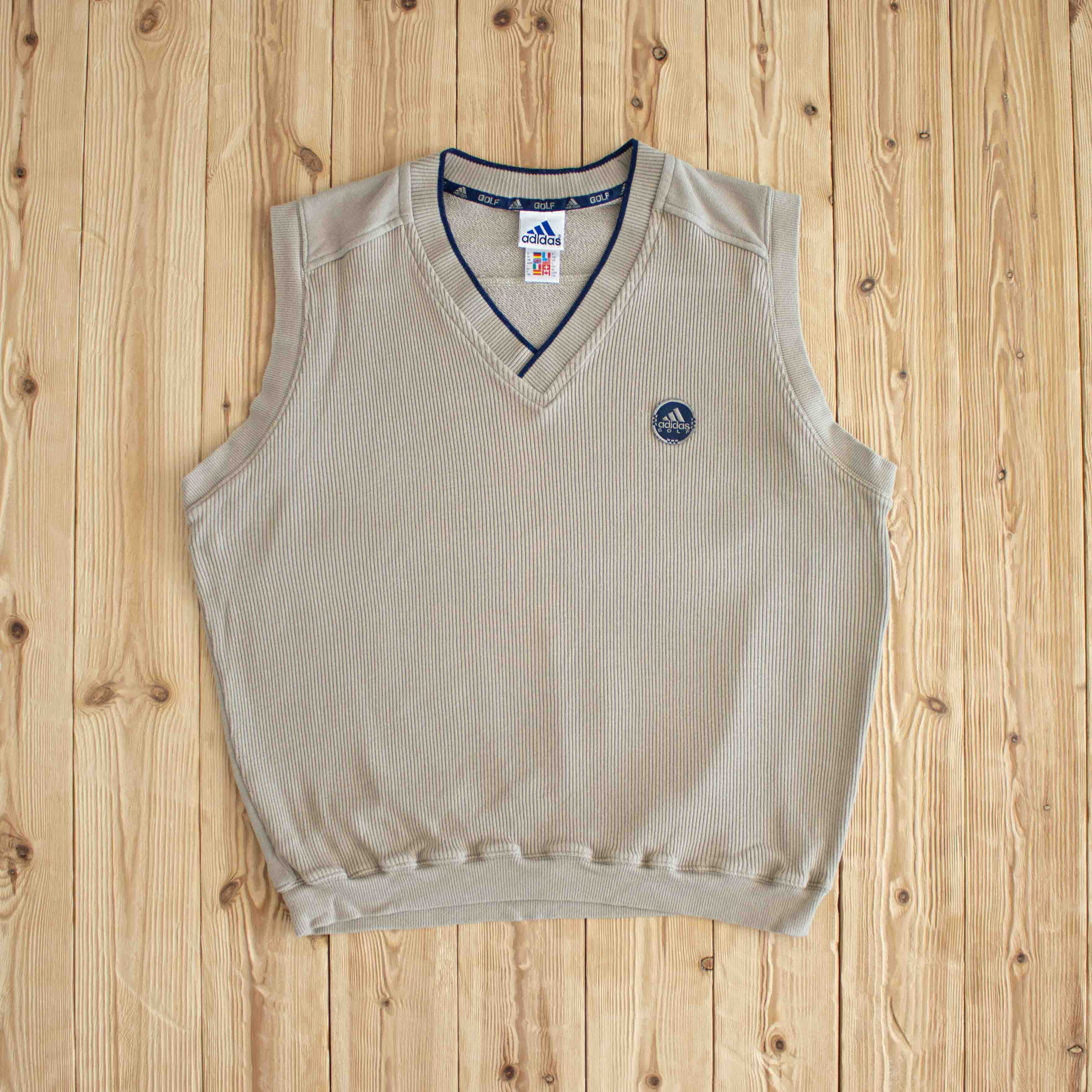 (L) Adidas Golf Vintage Embroidered Vest Beige