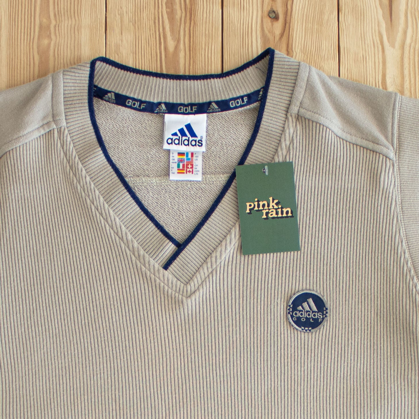 (L) Adidas Golf Vintage Embroidered Vest Beige