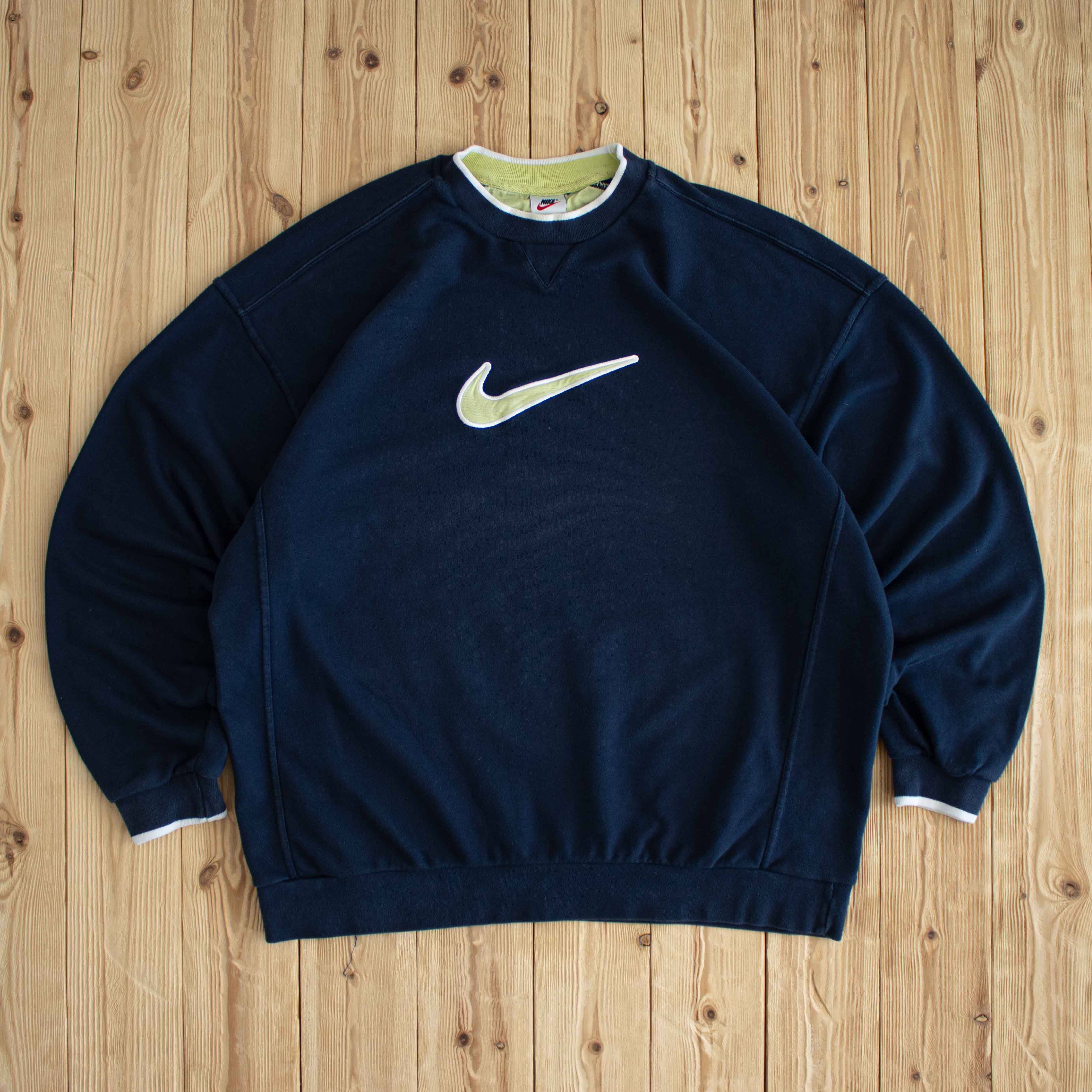 (XL/XXL) Nike Swoosh Vintage Embroidered Sweatshirt Blue