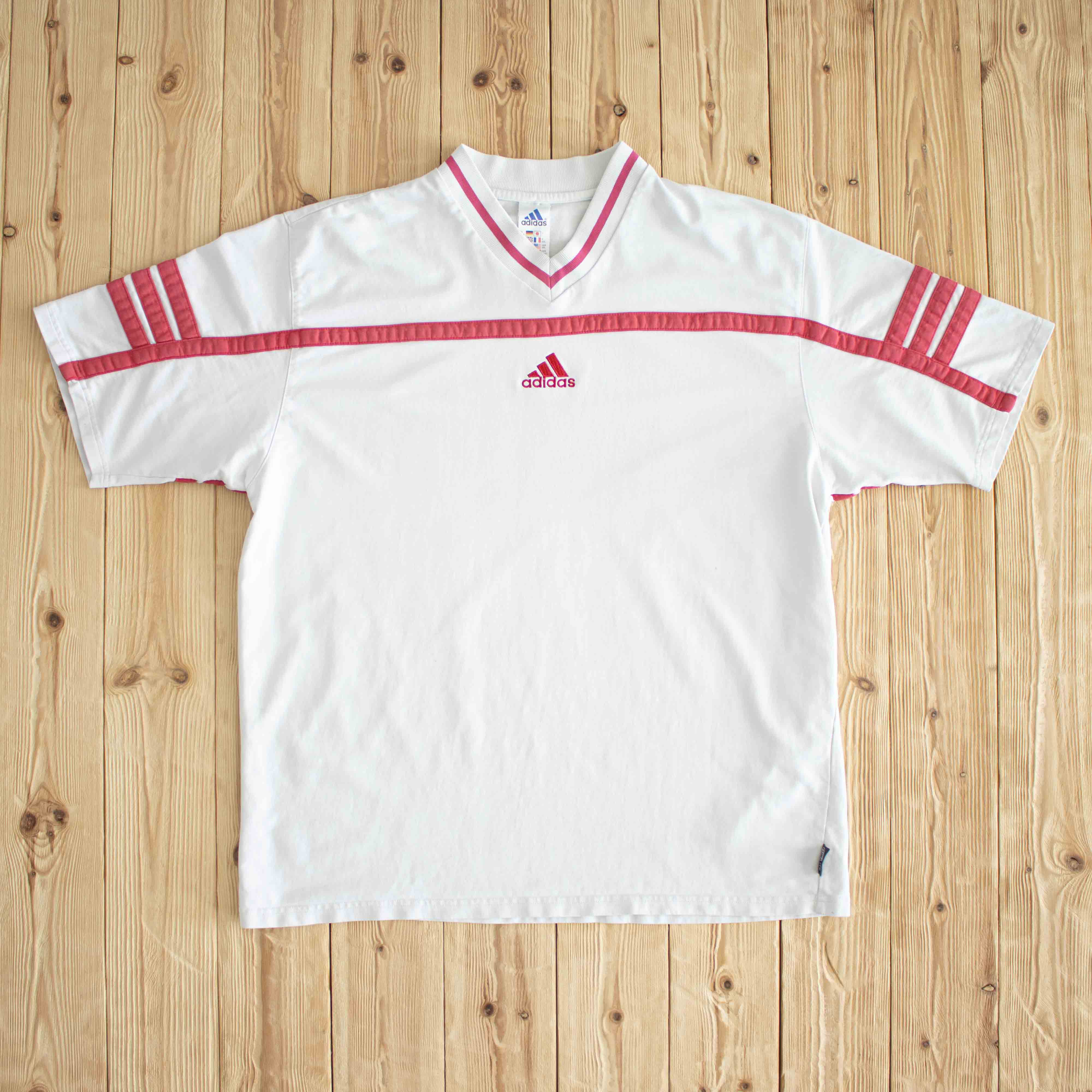 (XL) Adidas Center Logo Vintage Embroidered T-Shirt White