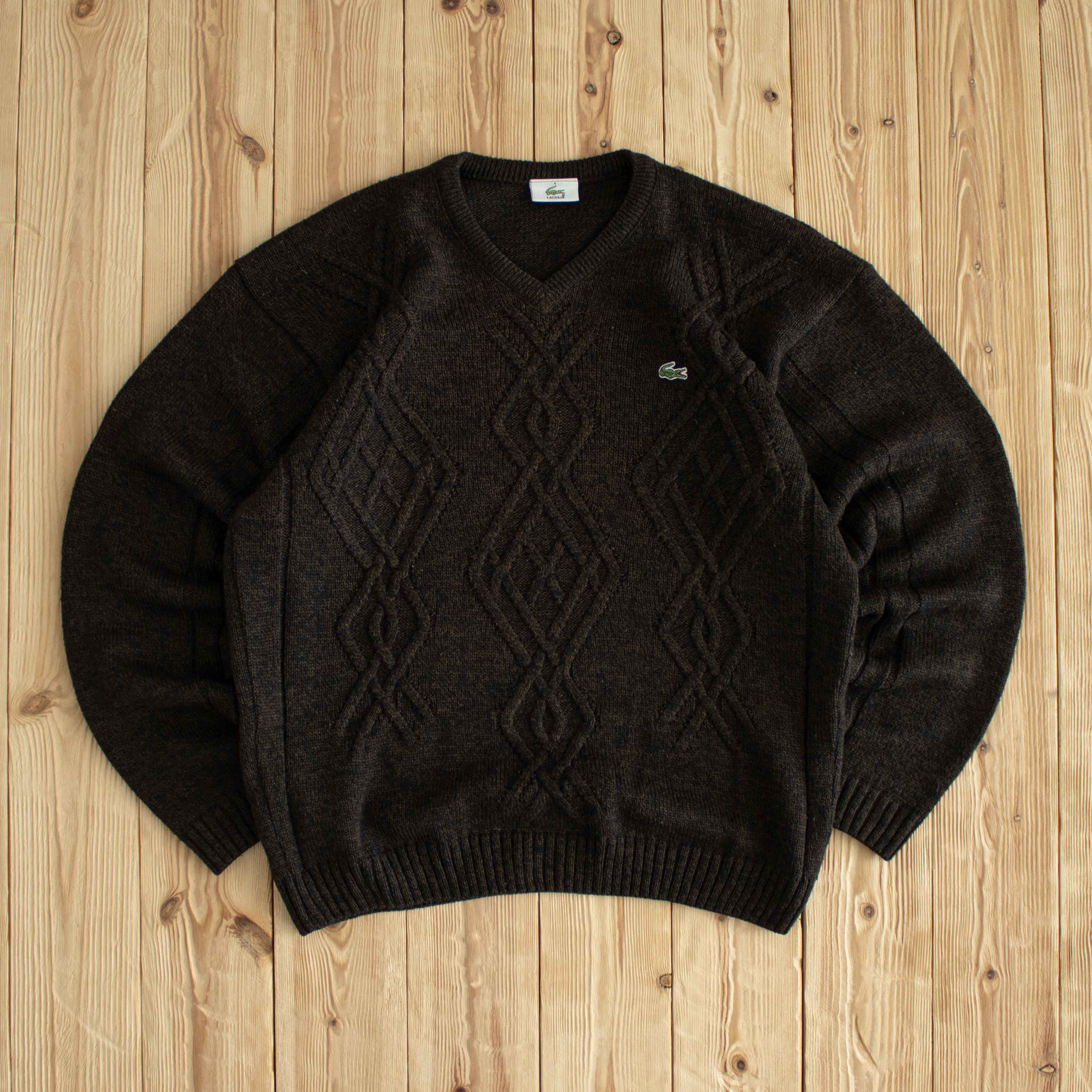 (M/L) Lacoste Vintage Embroidered Sweater Brown