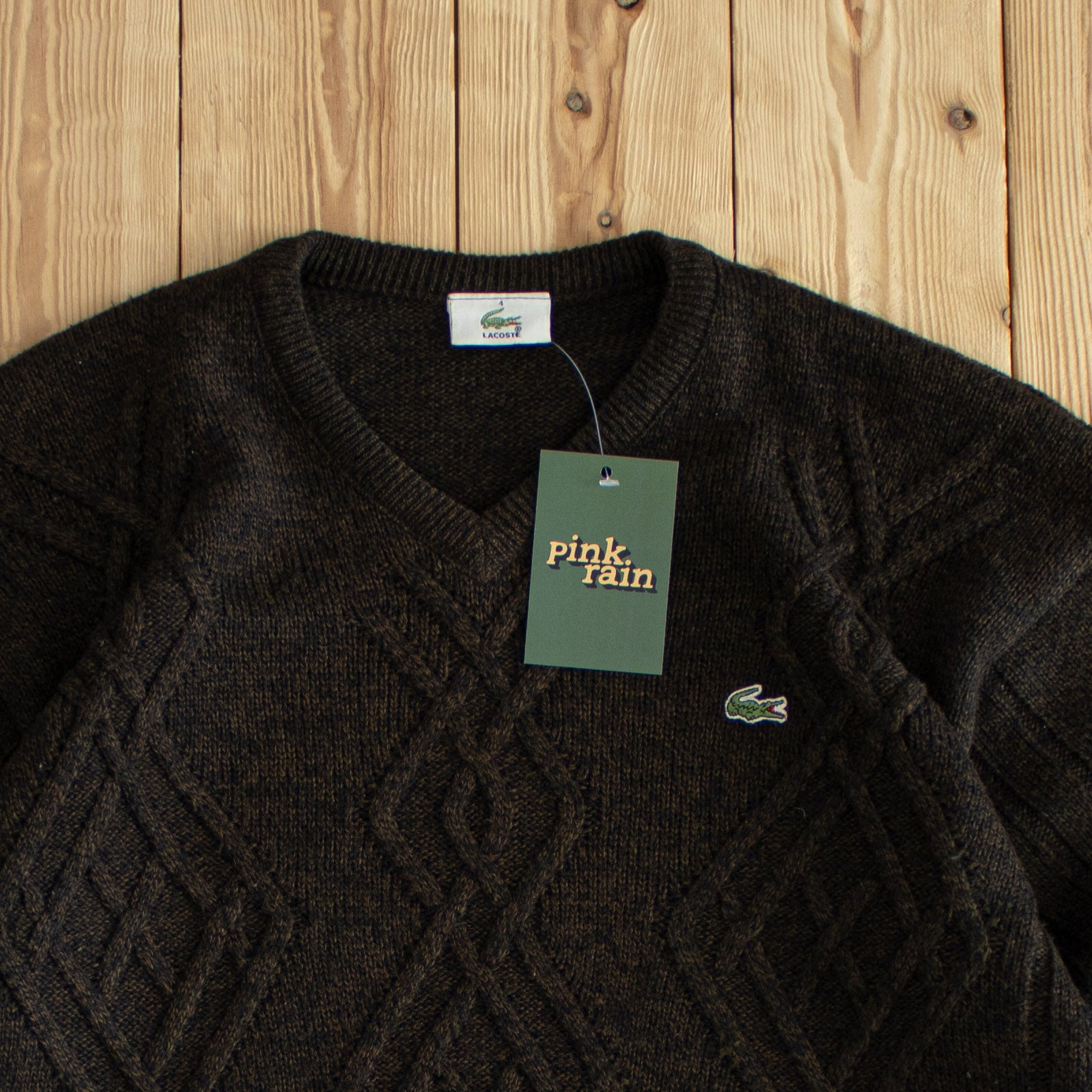 (M/L) Lacoste Vintage Embroidered Sweater Brown