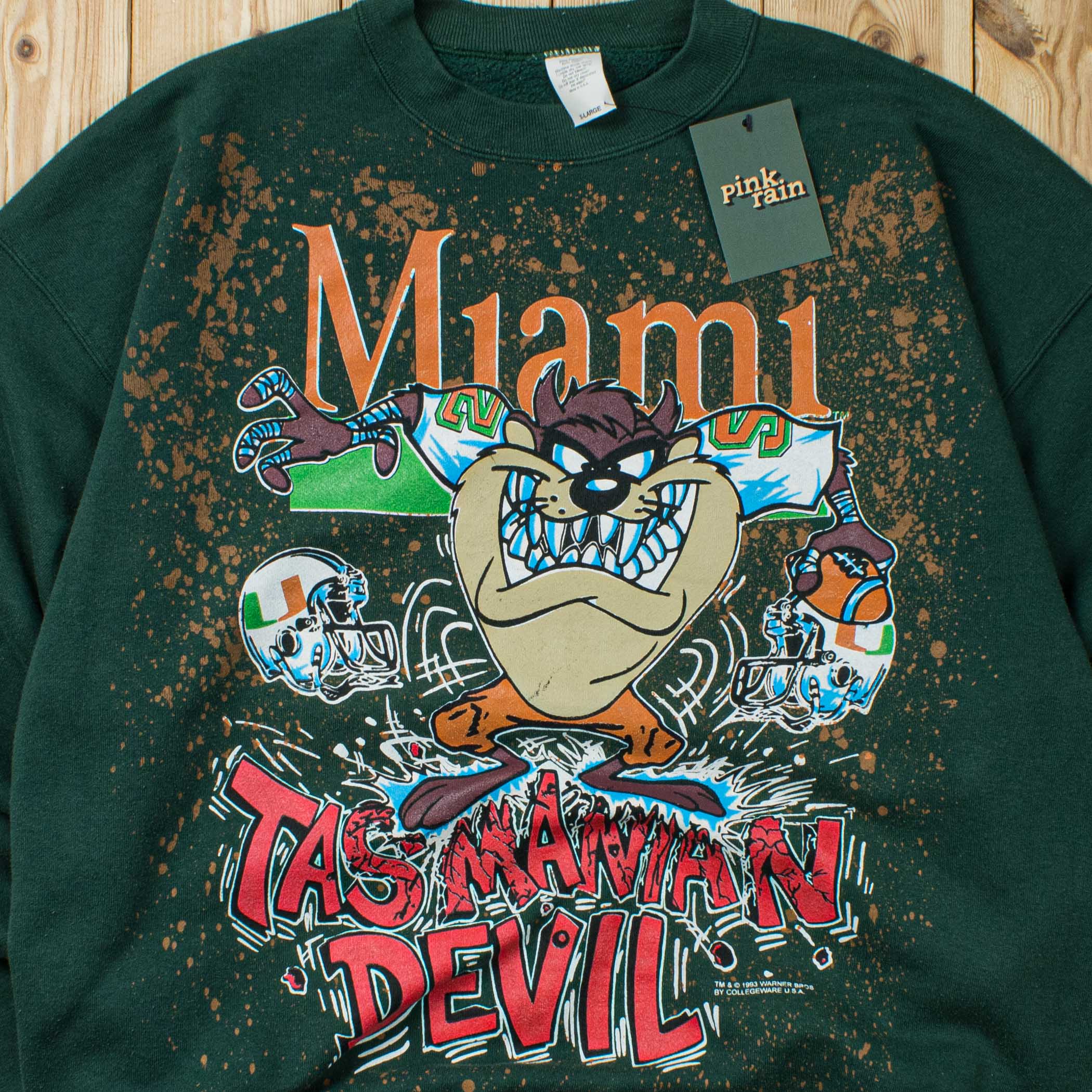 (L) 1993 Warner Bros Miami Hurricanes Taz Sweatshirt