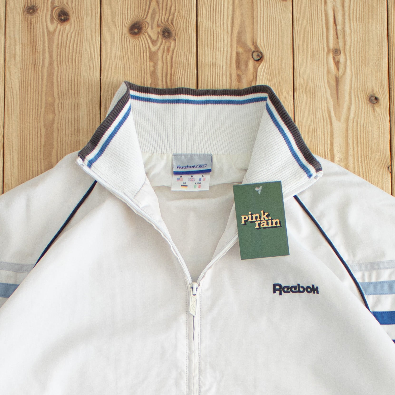 (L/XL) Reebok Vintage Embroidered Jacket Beige
