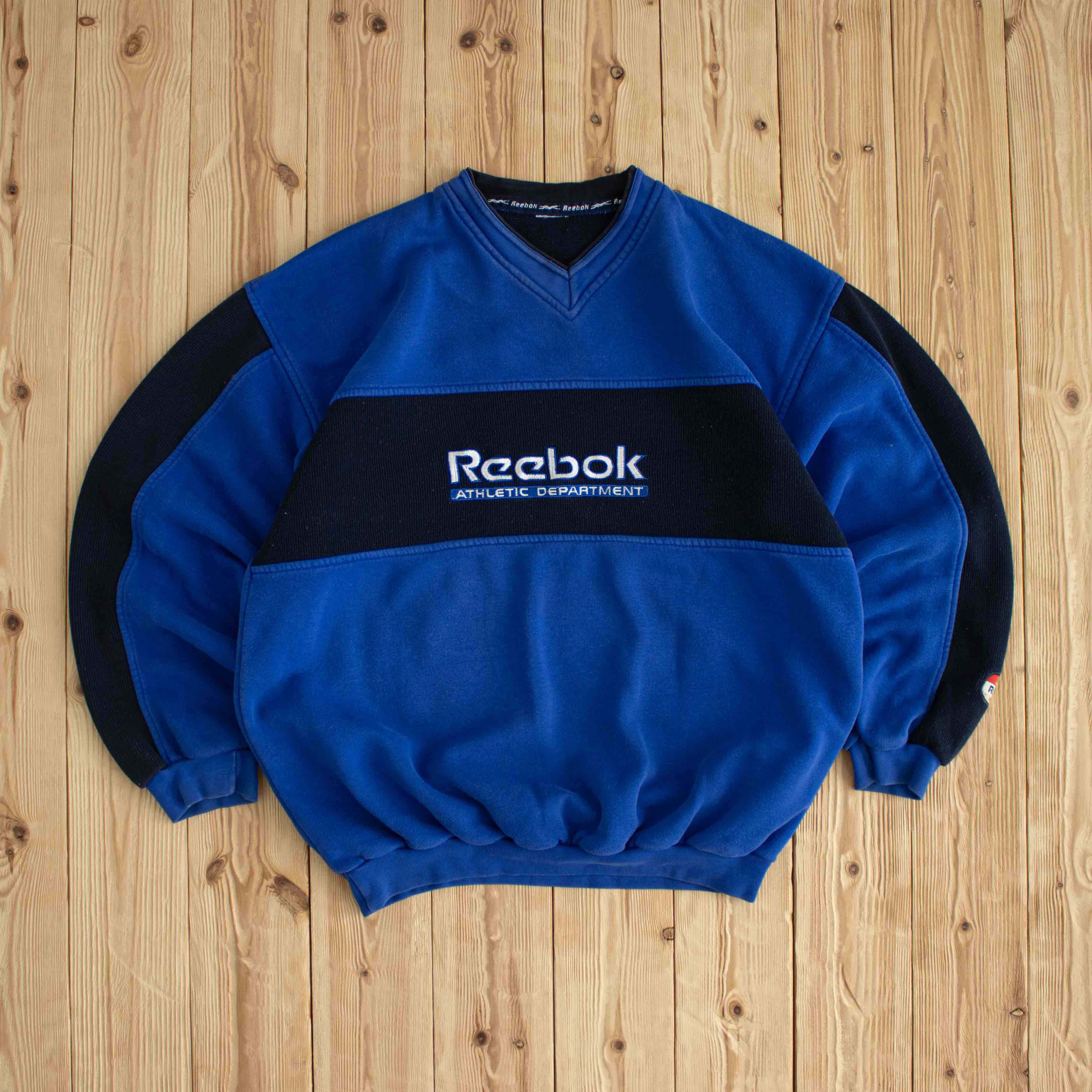 (M) Reebok Athletic Department Vintage Embroidered Sweatshirt Blue
