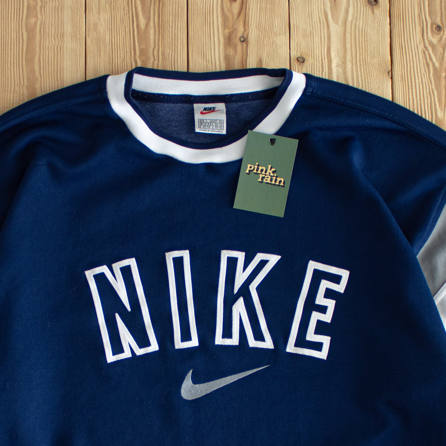 (M/L) Nike Spell Out Vintage Embroidered Sweatshirt Blue