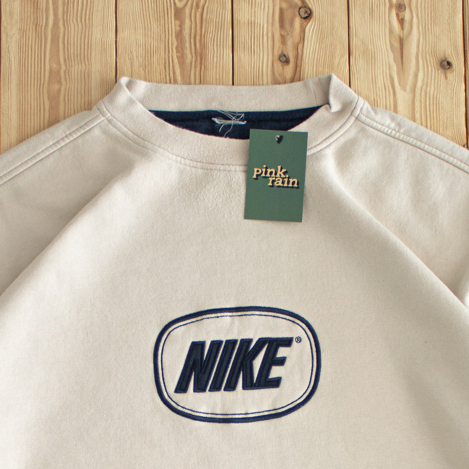 (XL/XXL) Nike Spell Out Vintage Embroidered Sweatshirt Beige