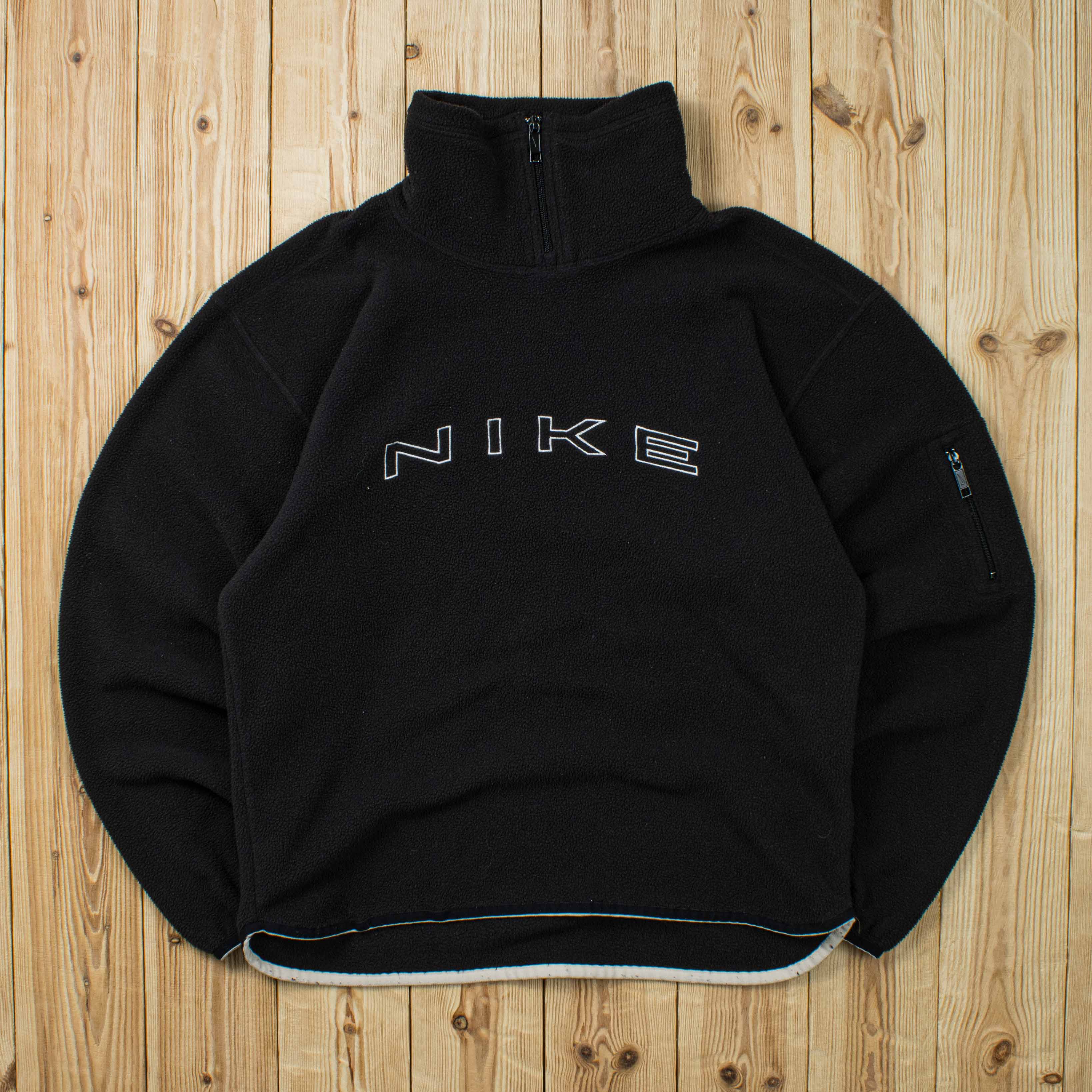 (S) Vintage Nike Spell Out Embroidered Fleece Quarter-Zip Sweatshirt