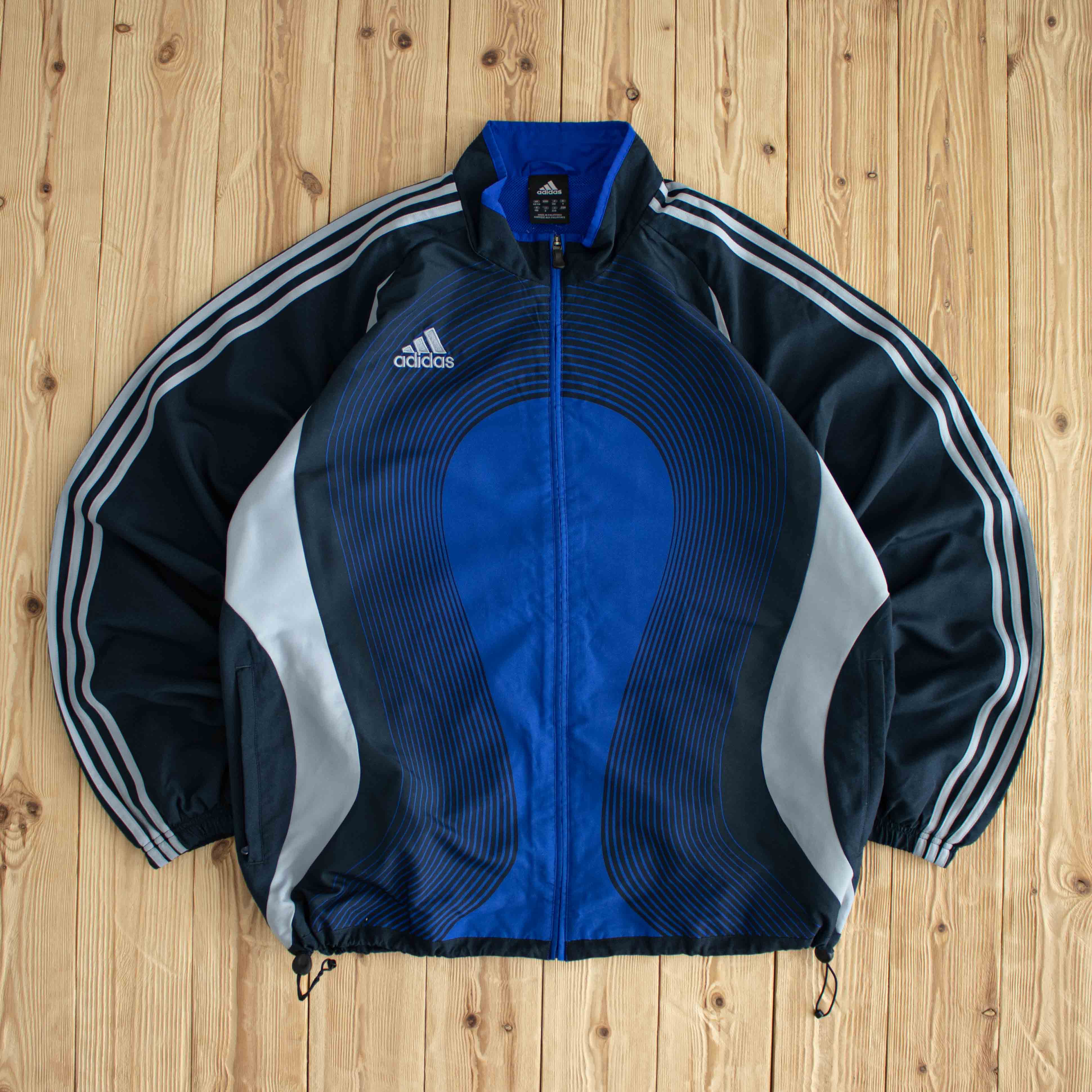 (L)/XL Adidas Vintage Embroidered Jacket Blue