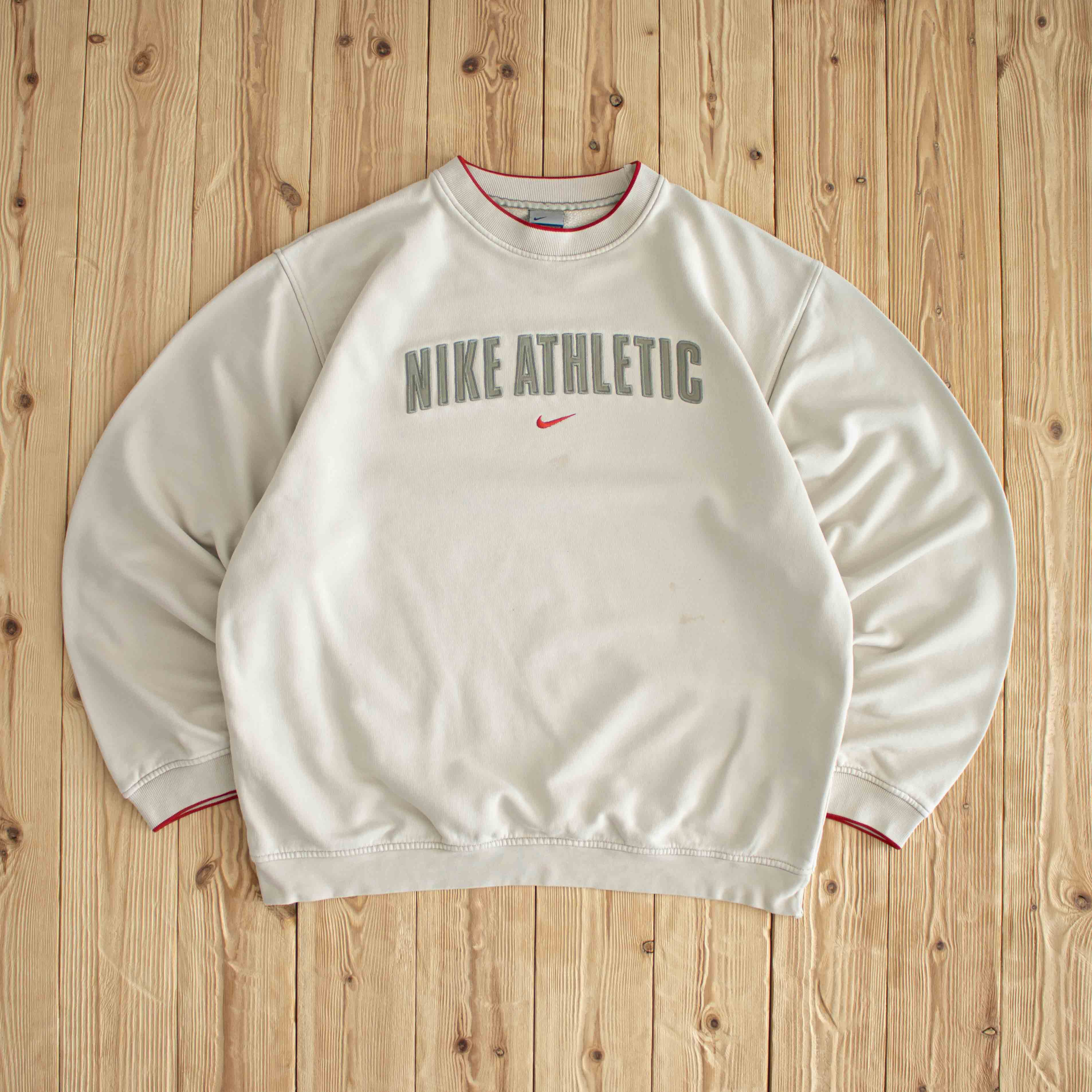 (L) Nike Athletic Vintage Embroidered Sweatshirt Beige
