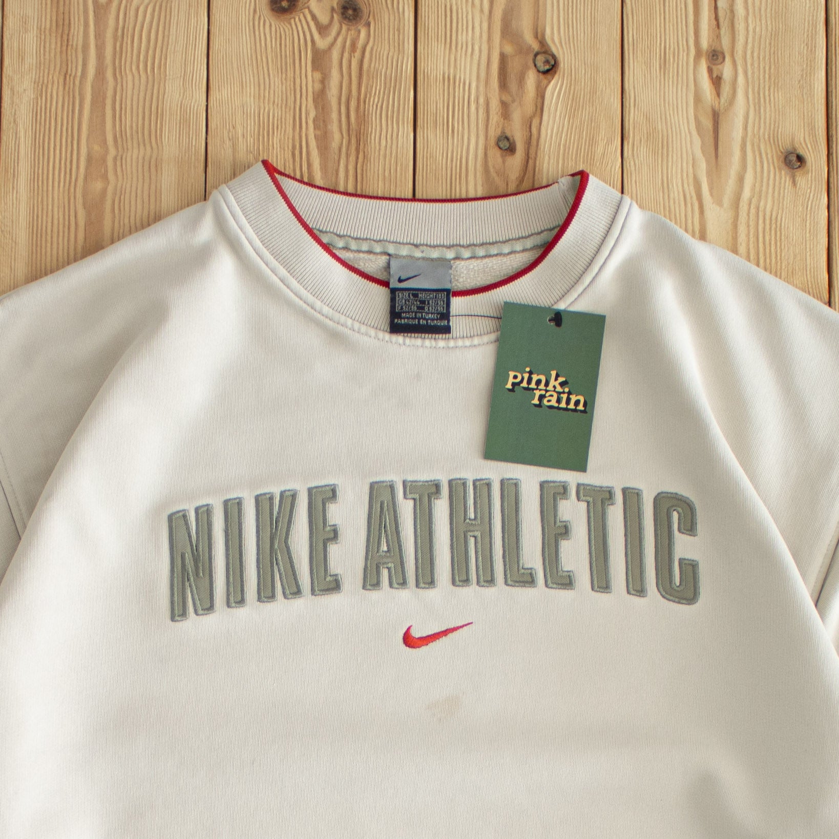 (L) Nike Athletic Vintage Embroidered Sweatshirt Beige