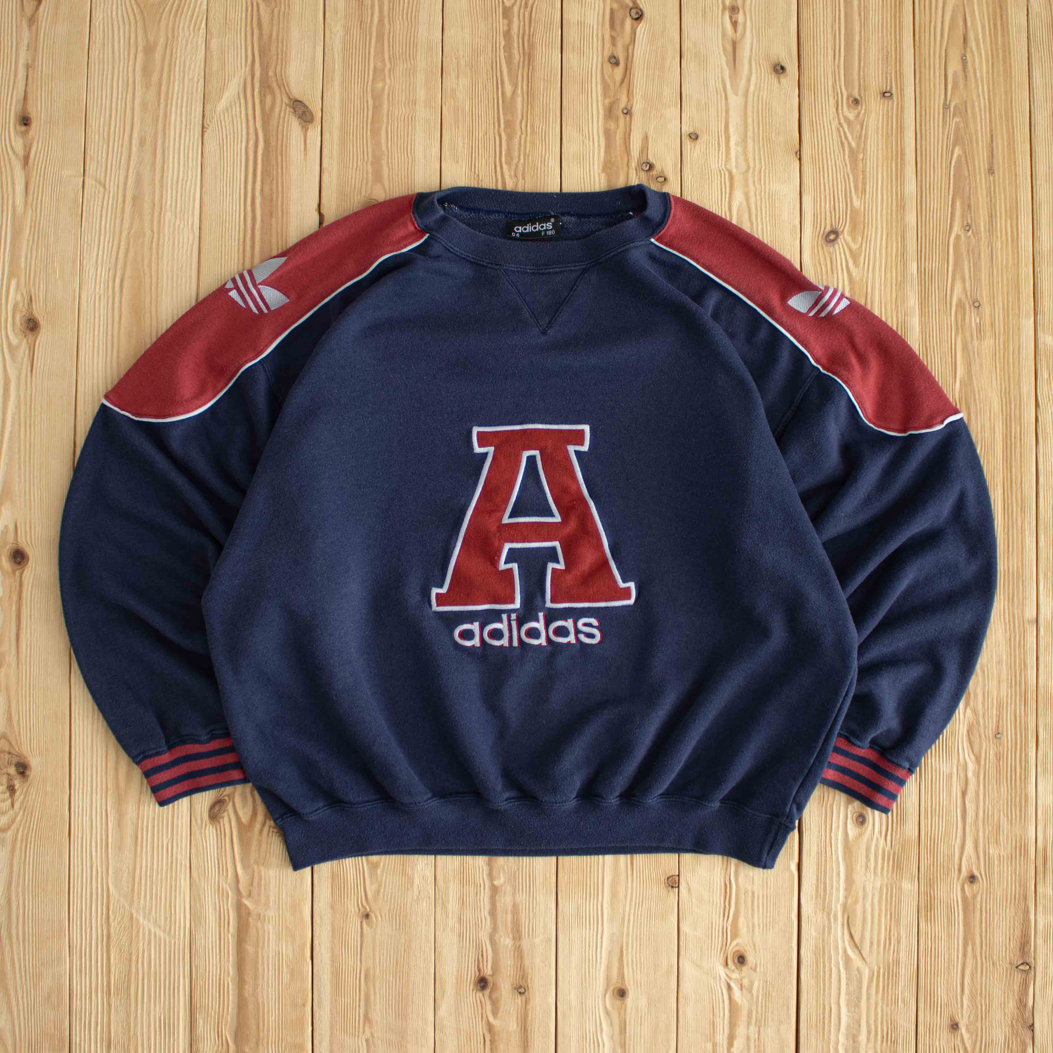 (M) Adidas Spell Out Vintage Embroidered Sweatshirt Blue