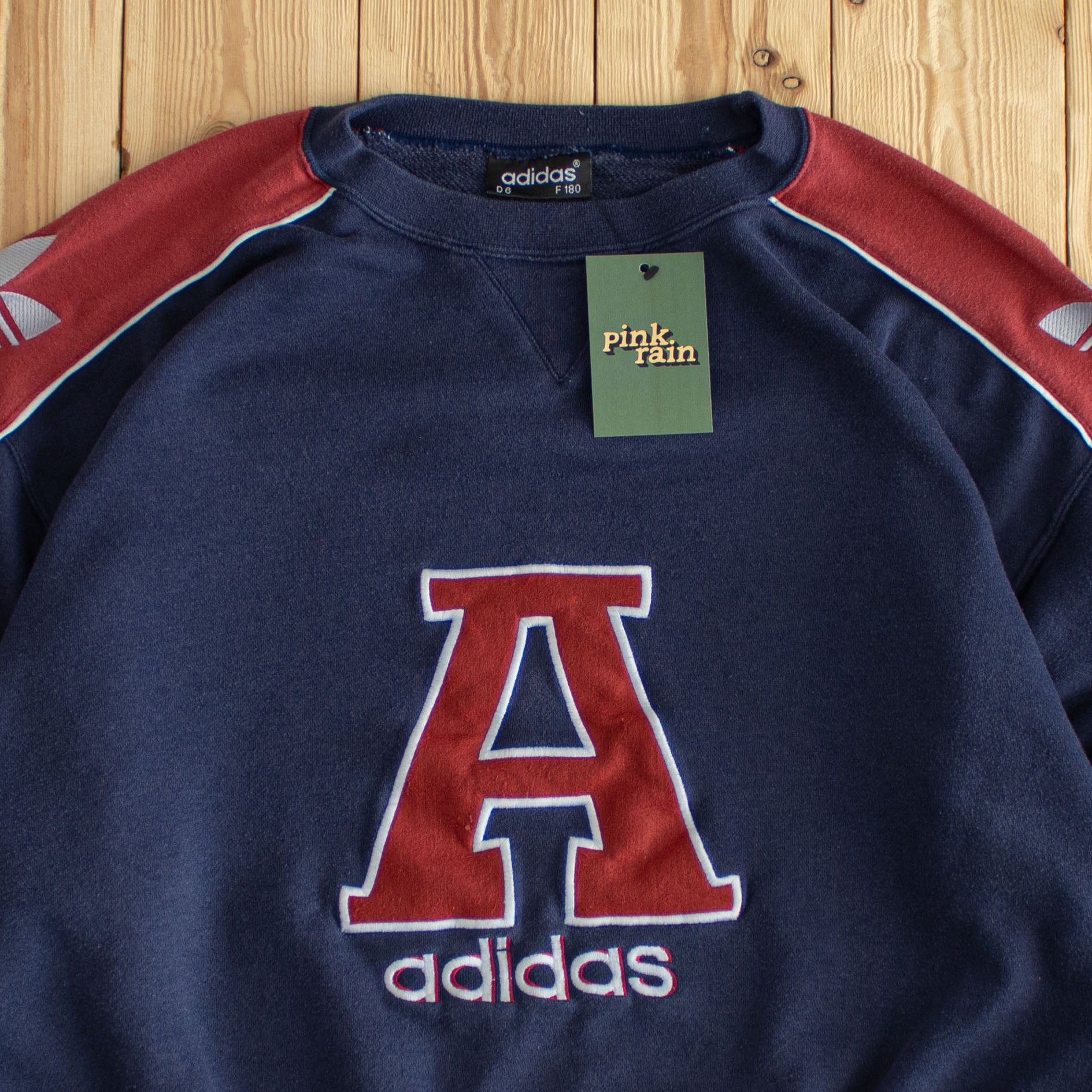 (M) Adidas Spell Out Vintage Embroidered Sweatshirt Blue