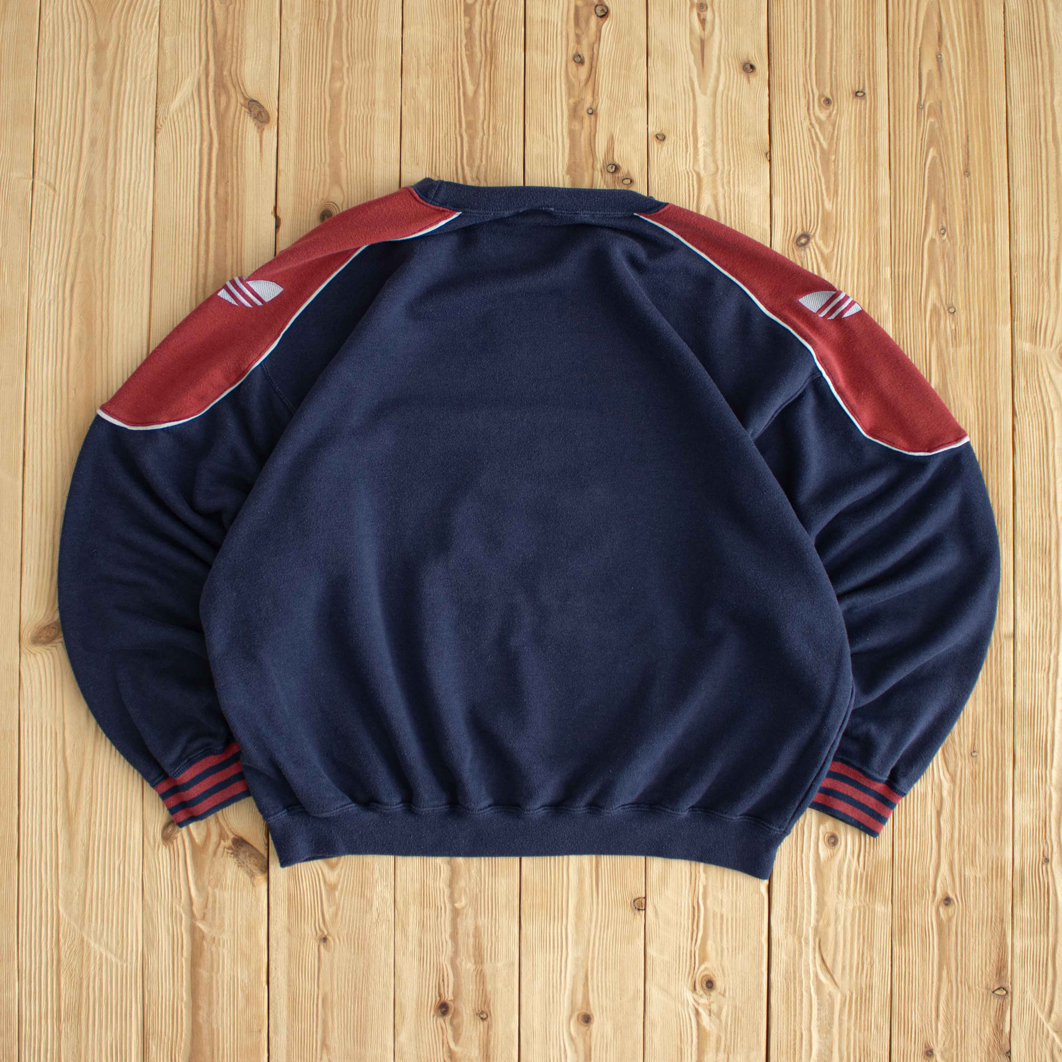 (M) Adidas Spell Out Vintage Embroidered Sweatshirt Blue
