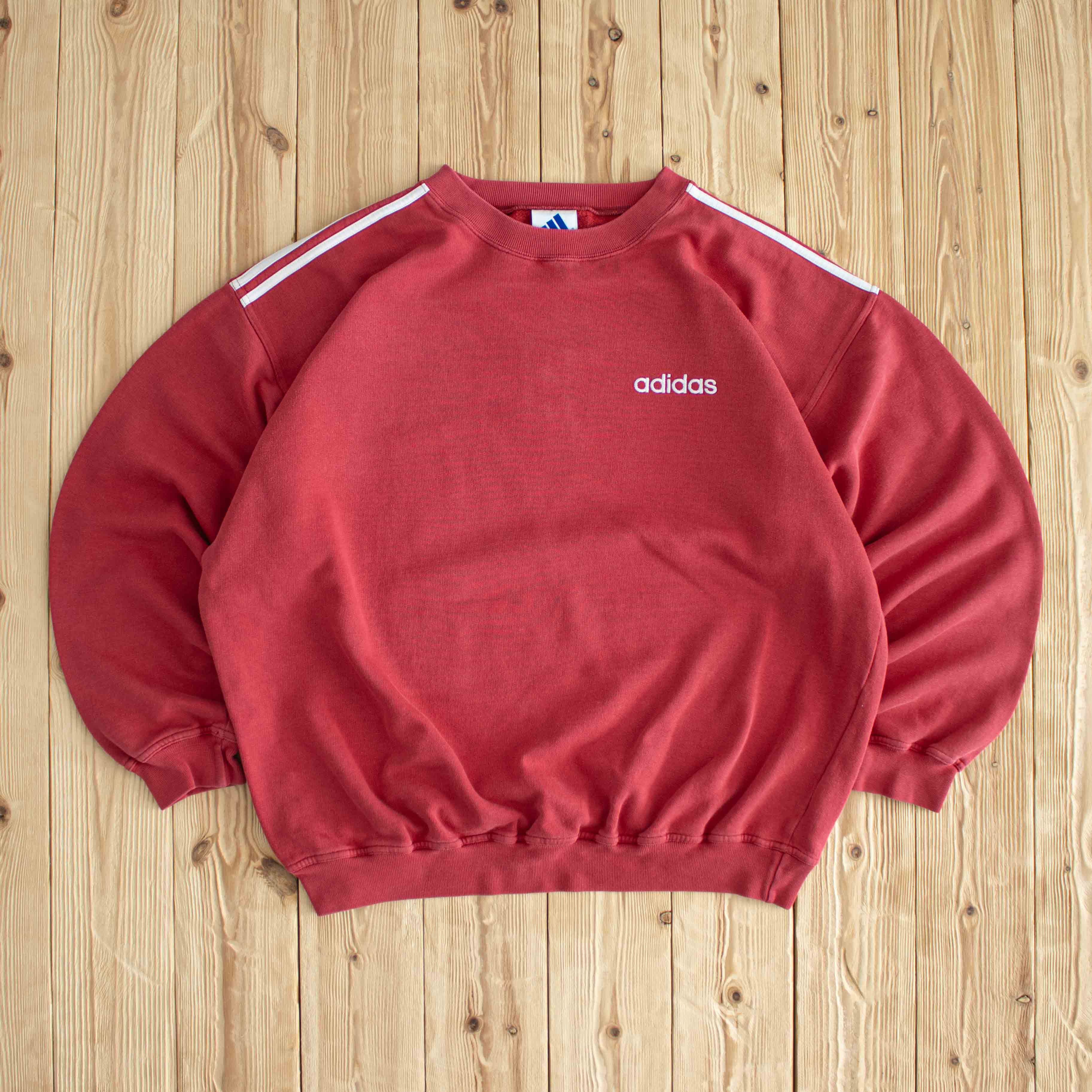 (L) Adidas 'The World of Sport' Vintage Embroidered Sweatshirt Red