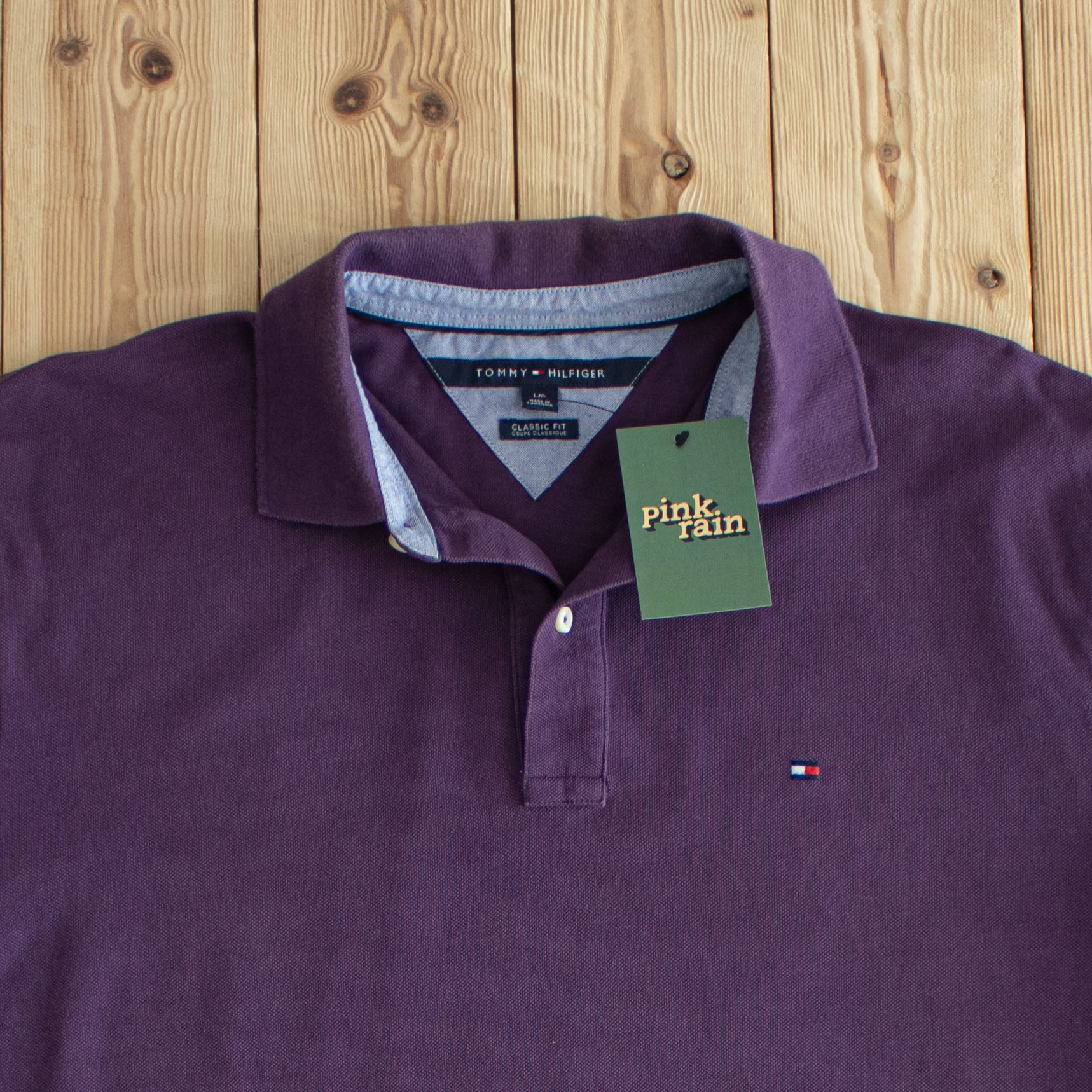 (L) Tommy Hilfiger Vintage Embroidered Polo Purple