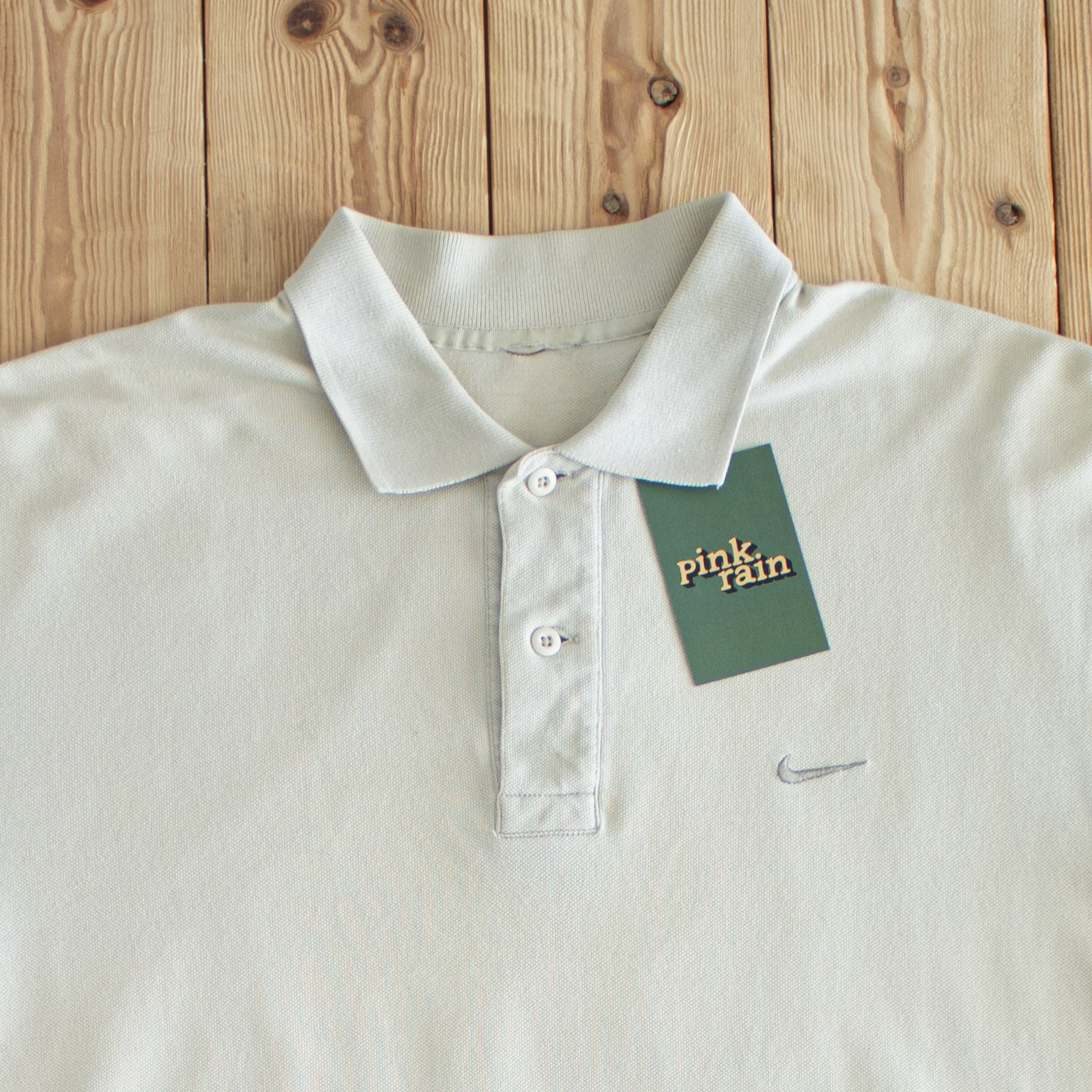 (L) Nike Vintage Essential Embroidered Polo Beige