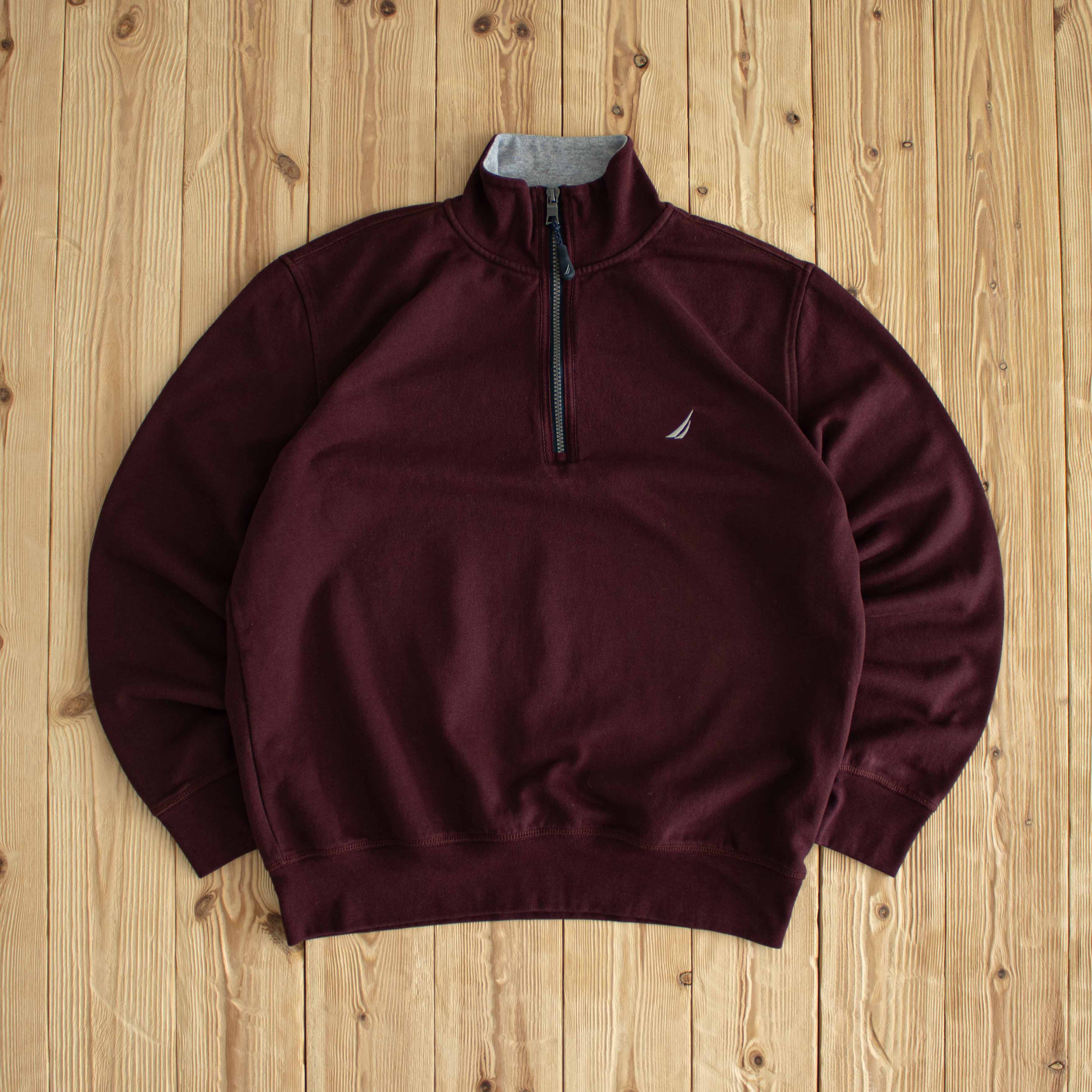 (M) Nautica Essential Embroidered Quarter-Zip Burgundy