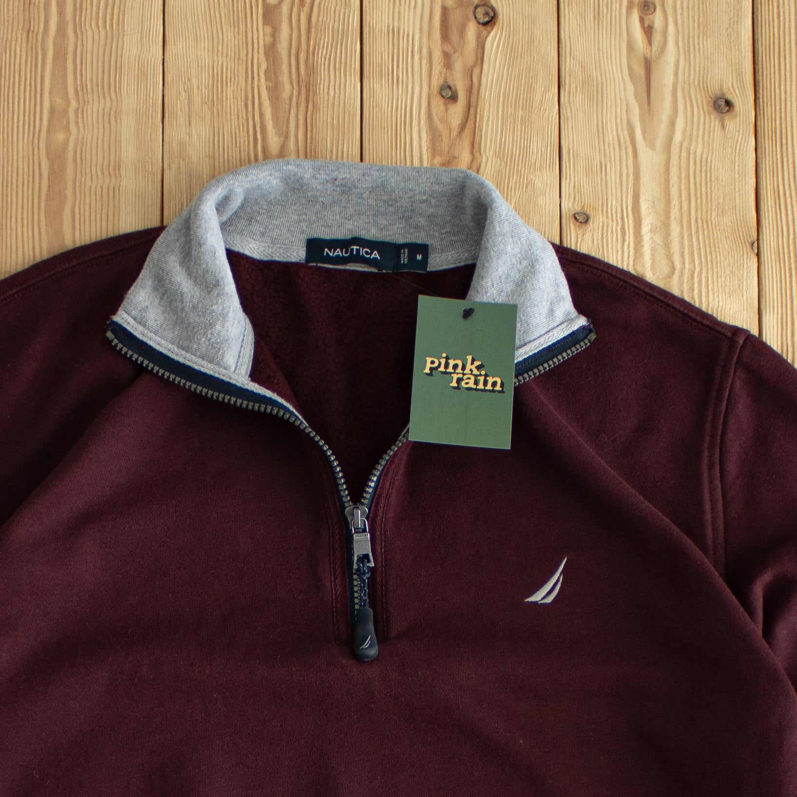(M) Nautica Essential Embroidered Quarter-Zip Burgundy