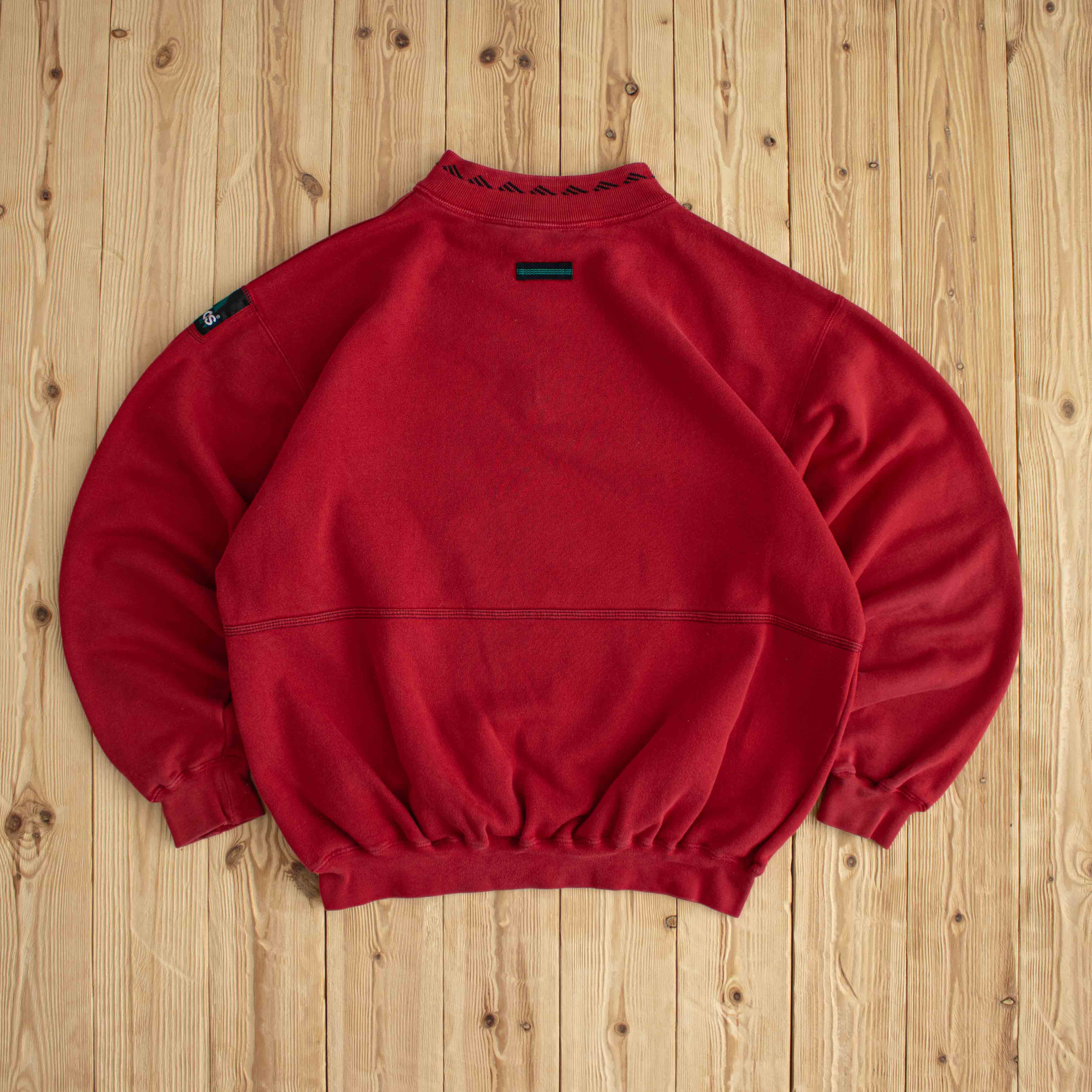 (L) Adidas Equipment Vintage Embroidered Quarter-Zip Red