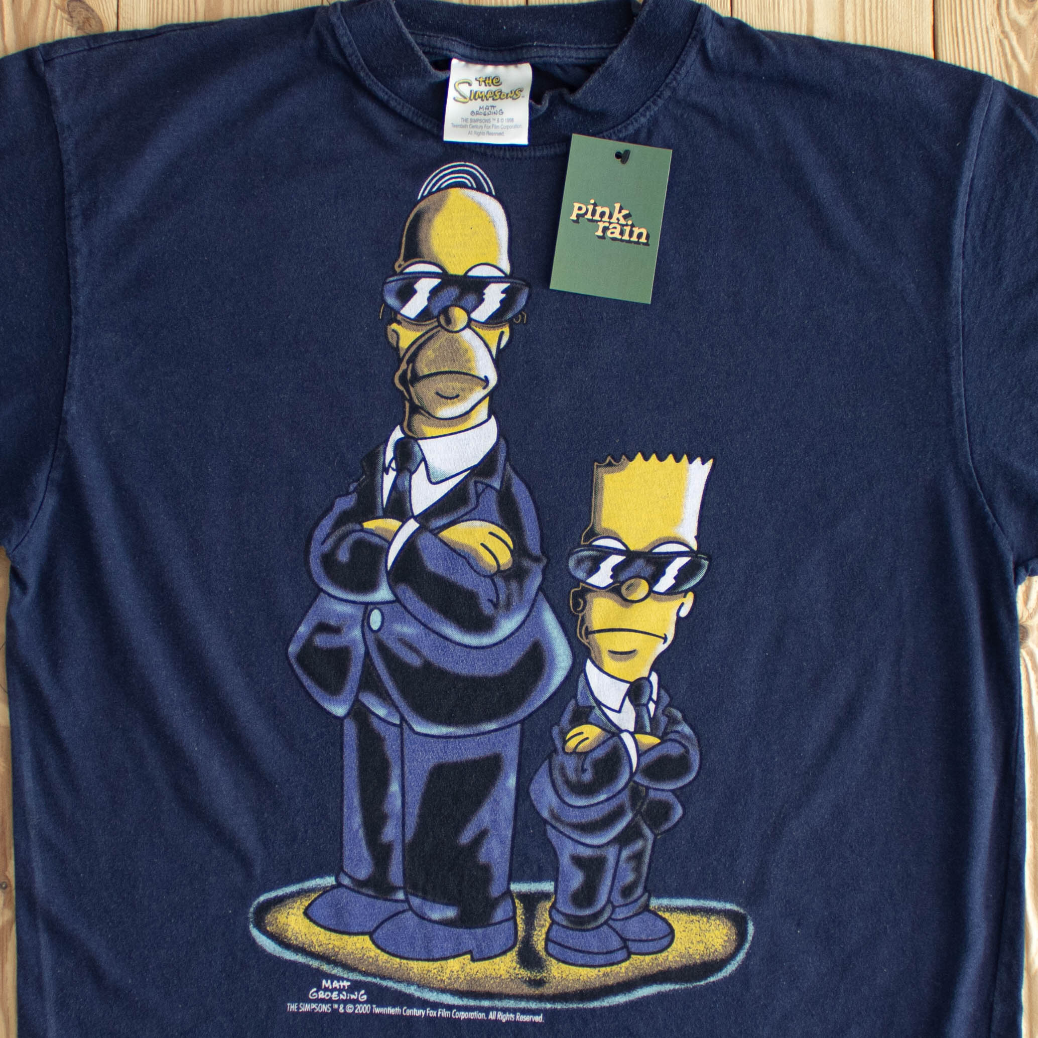 (M/L) 2000 The Simpsons Matt Groening Vintage T-Shirt Blue