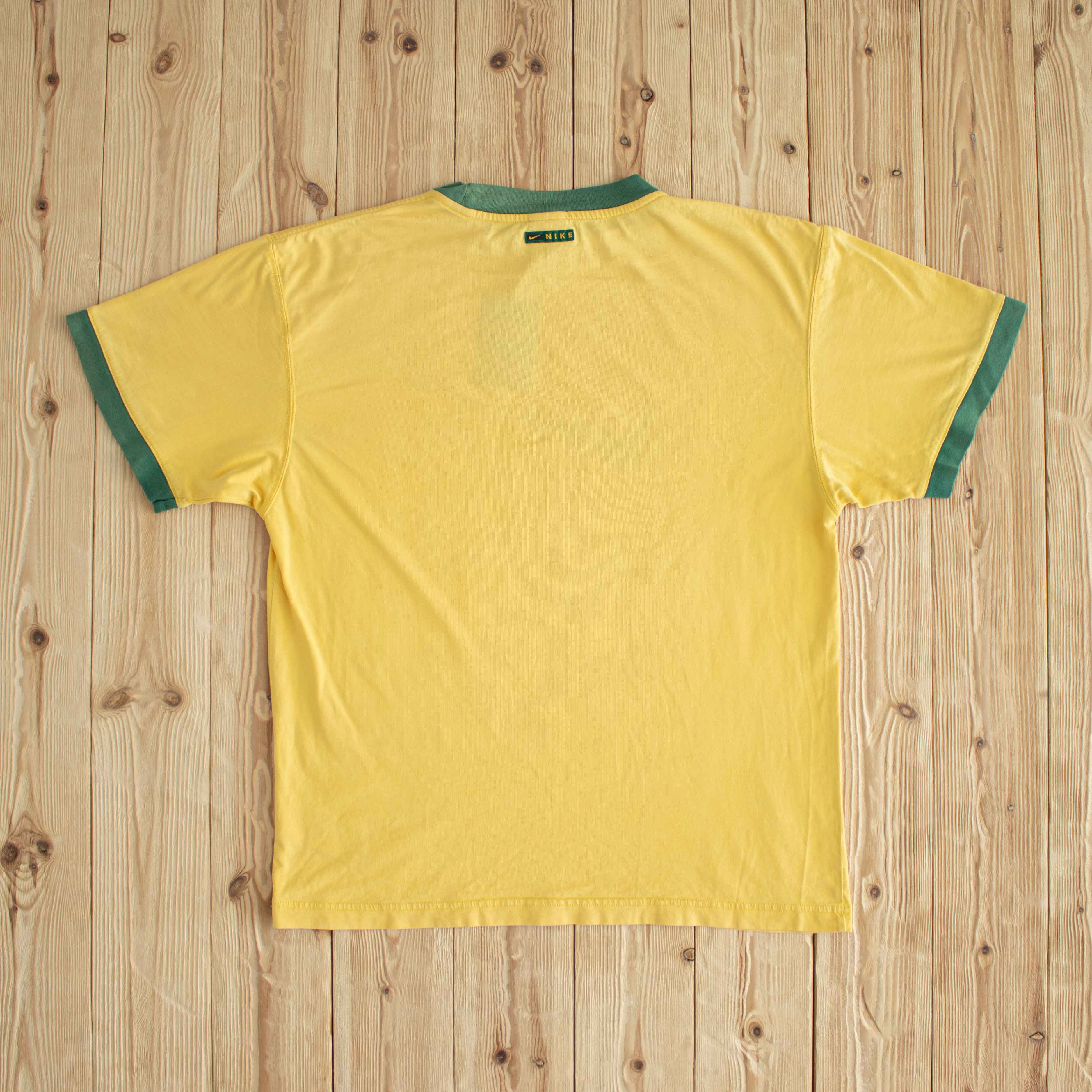 (M/L) Nike Swoosh Vintage Embroidered T-Shirt Yellow