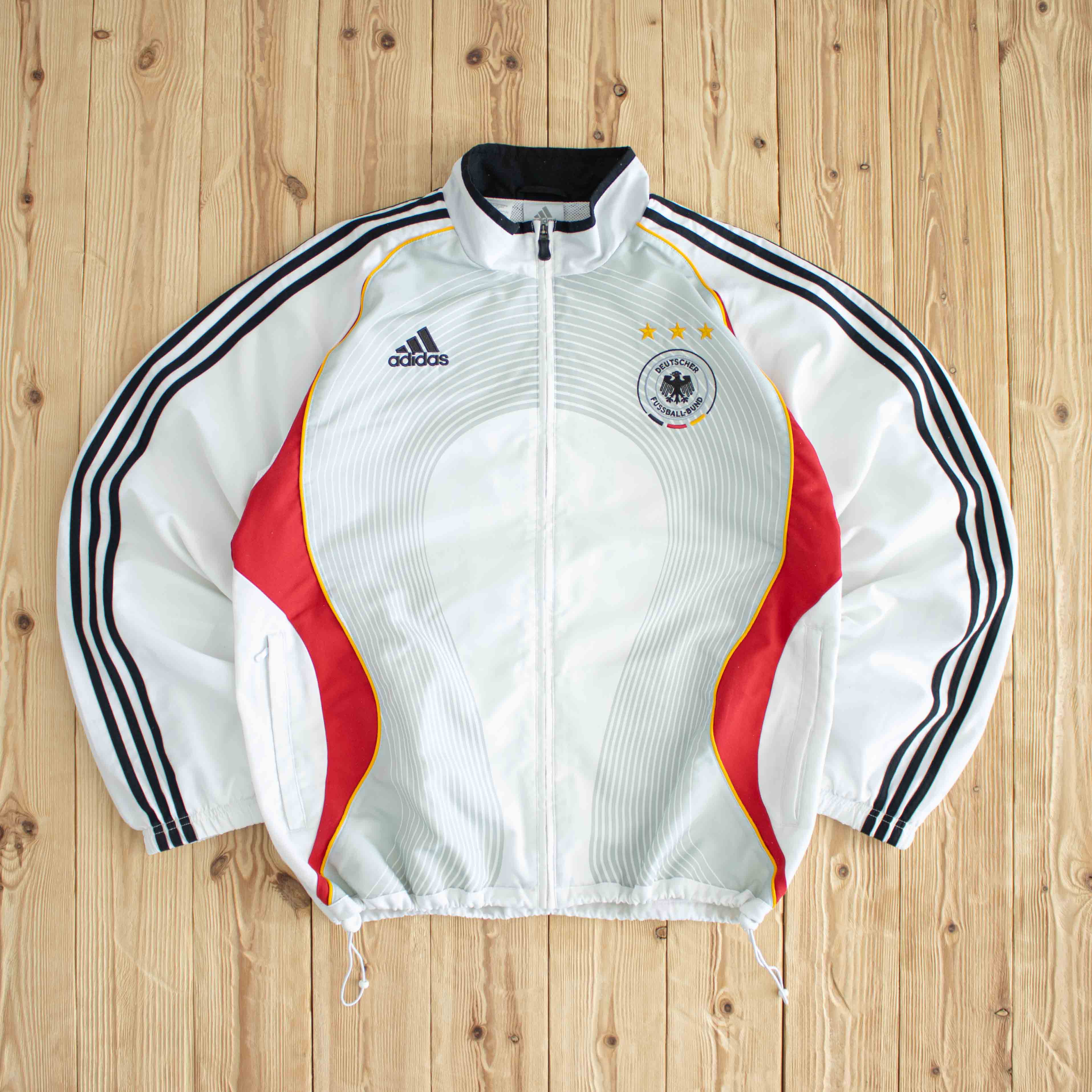 (L/XL) Adidas Deutscher Fussball-Bund Vintage Embroidered Jacket White