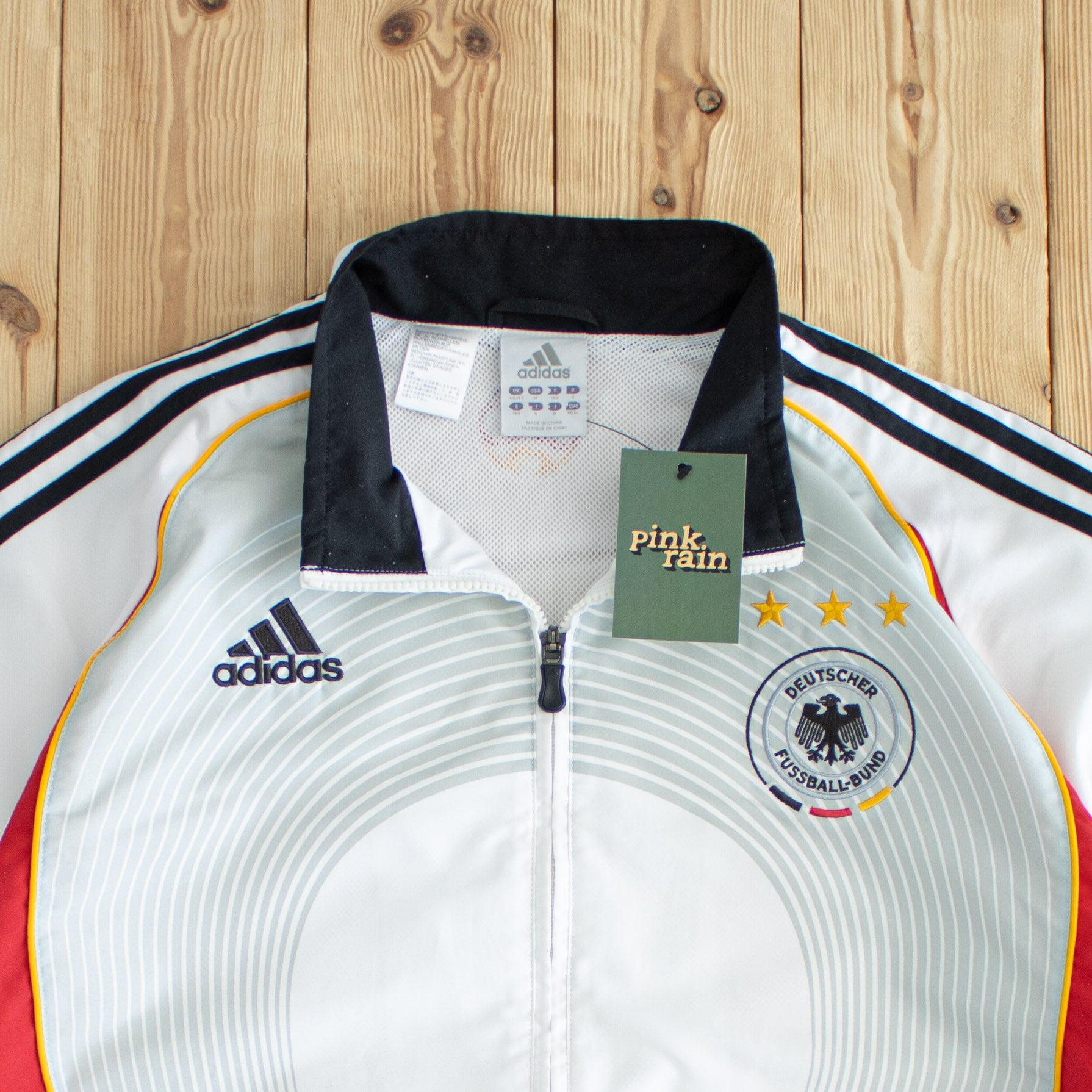 (L/XL) Adidas Deutscher Fussball-Bund Vintage Embroidered Jacket White