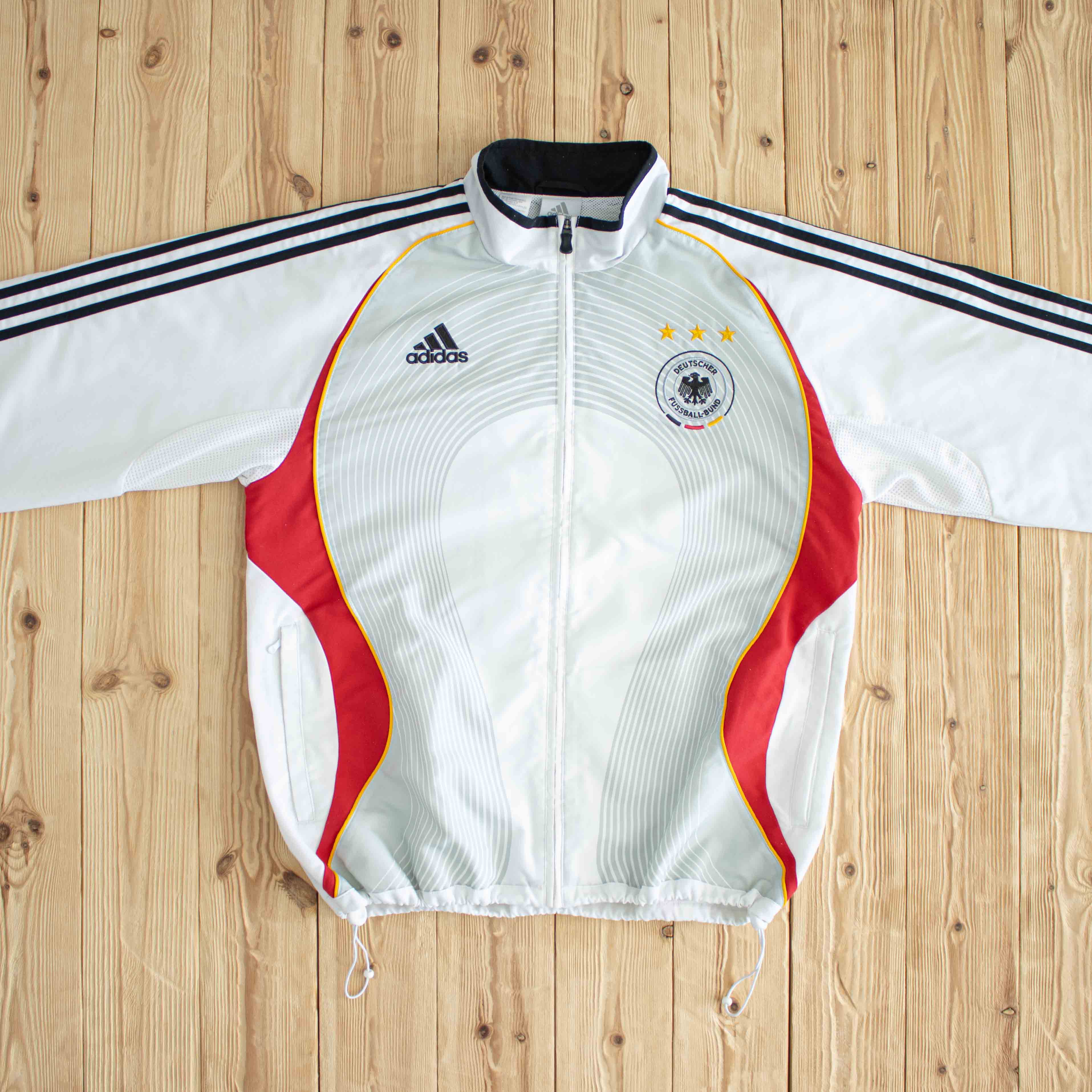 (L/XL) Adidas Deutscher Fussball-Bund Vintage Embroidered Jacket White