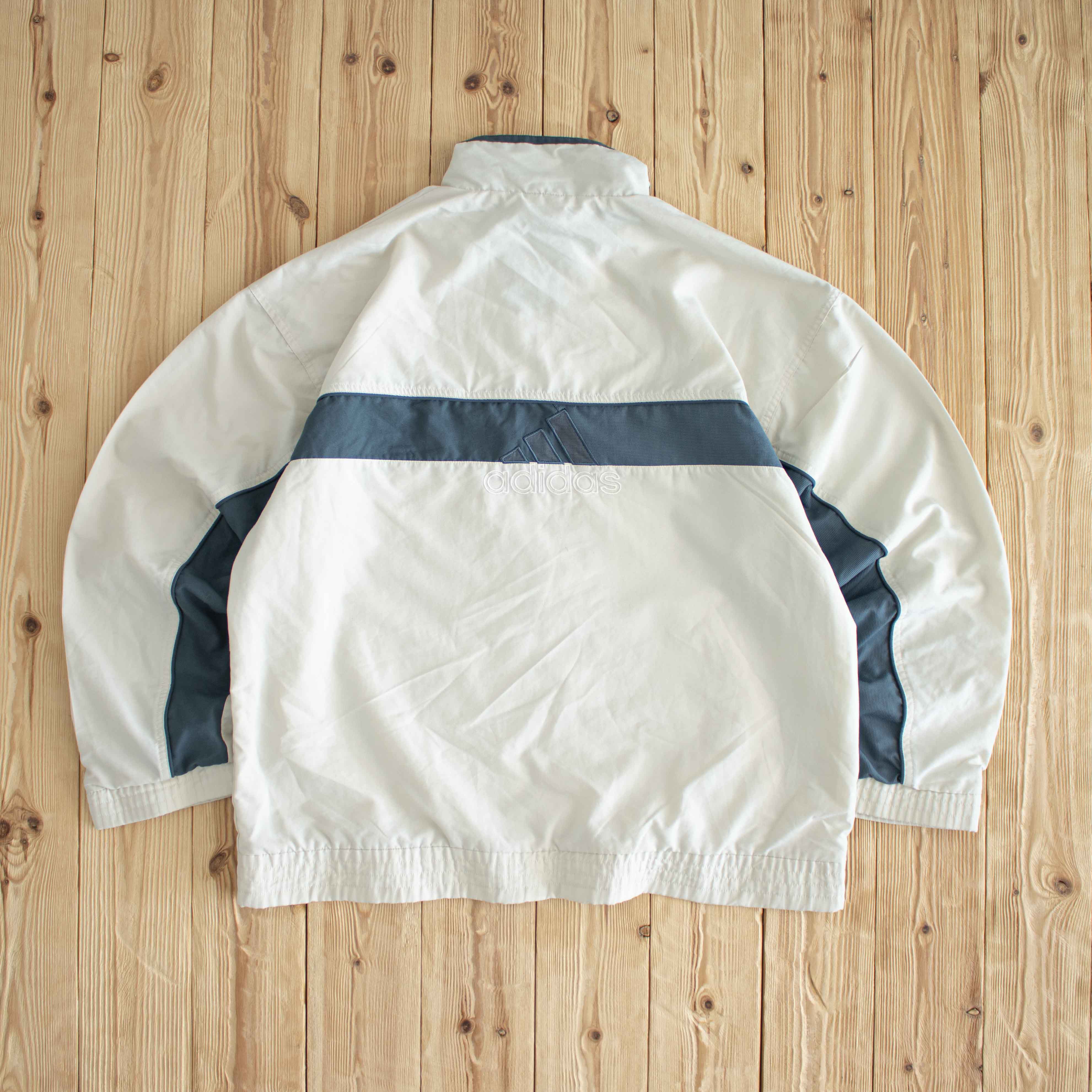 (L) Adidas Logo Vintage Embroidered Jacket Beige