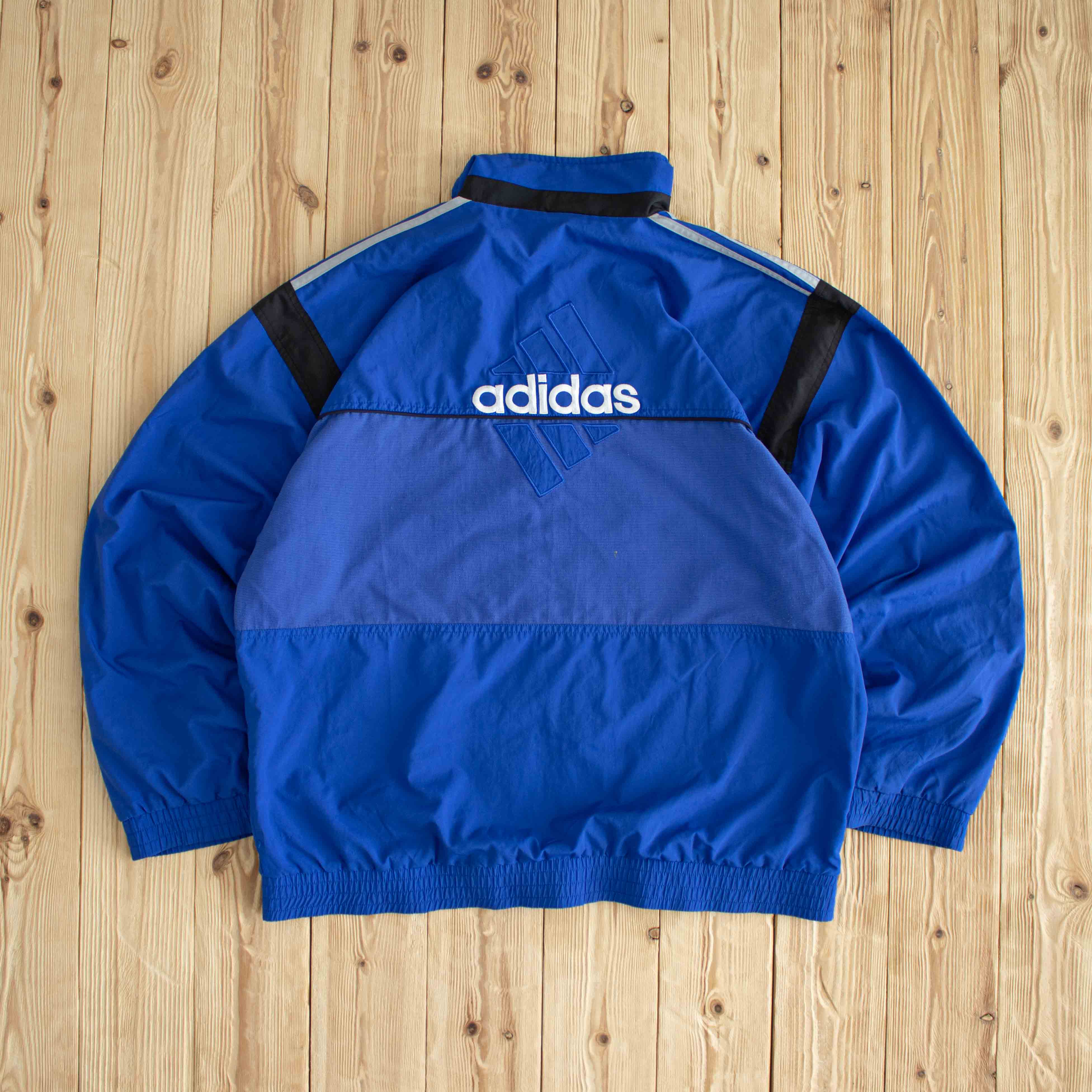 (L) Adidas Vintage Embroidered Jacket Blue