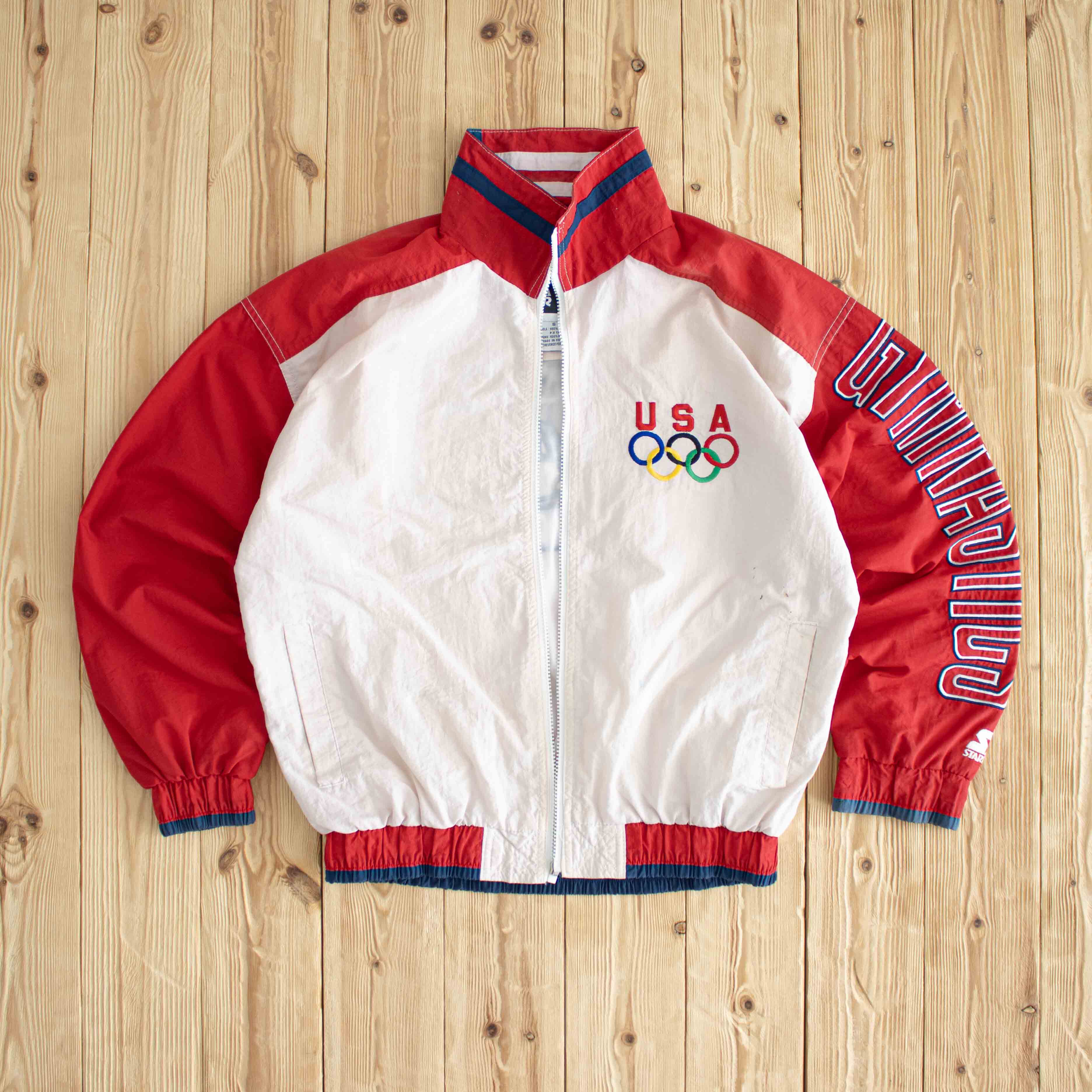 (S/M) Starter Olympics USA Gymnastics Vintage Embroidered Jacket White Red