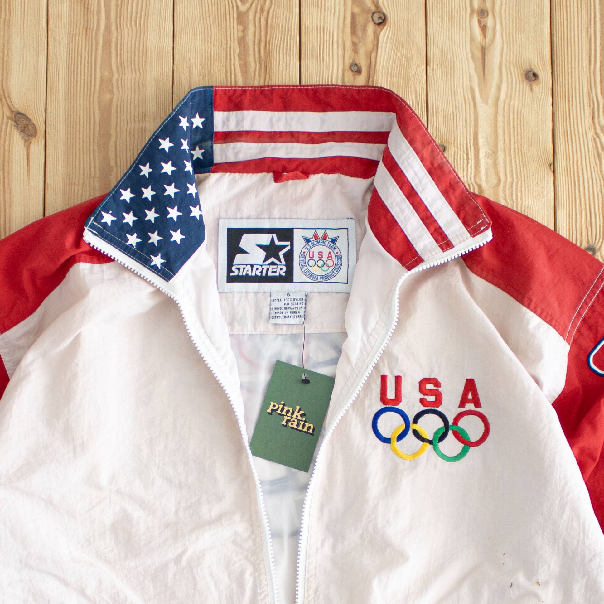 (S/M) Starter Olympics USA Gymnastics Vintage Embroidered Jacket White Red