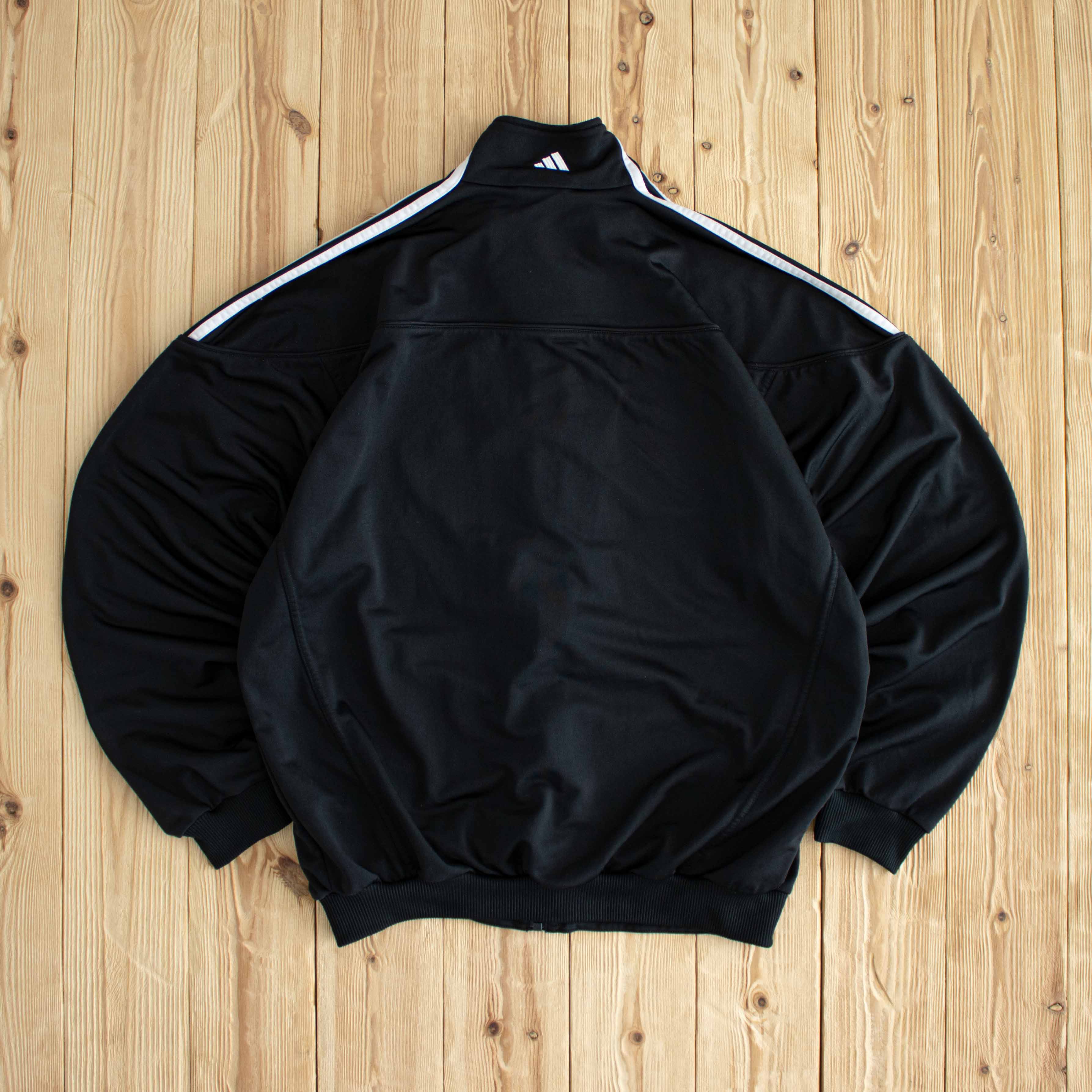 (L) Adidas Vintage Embroidered Full-Zip Sweatshirt Black
