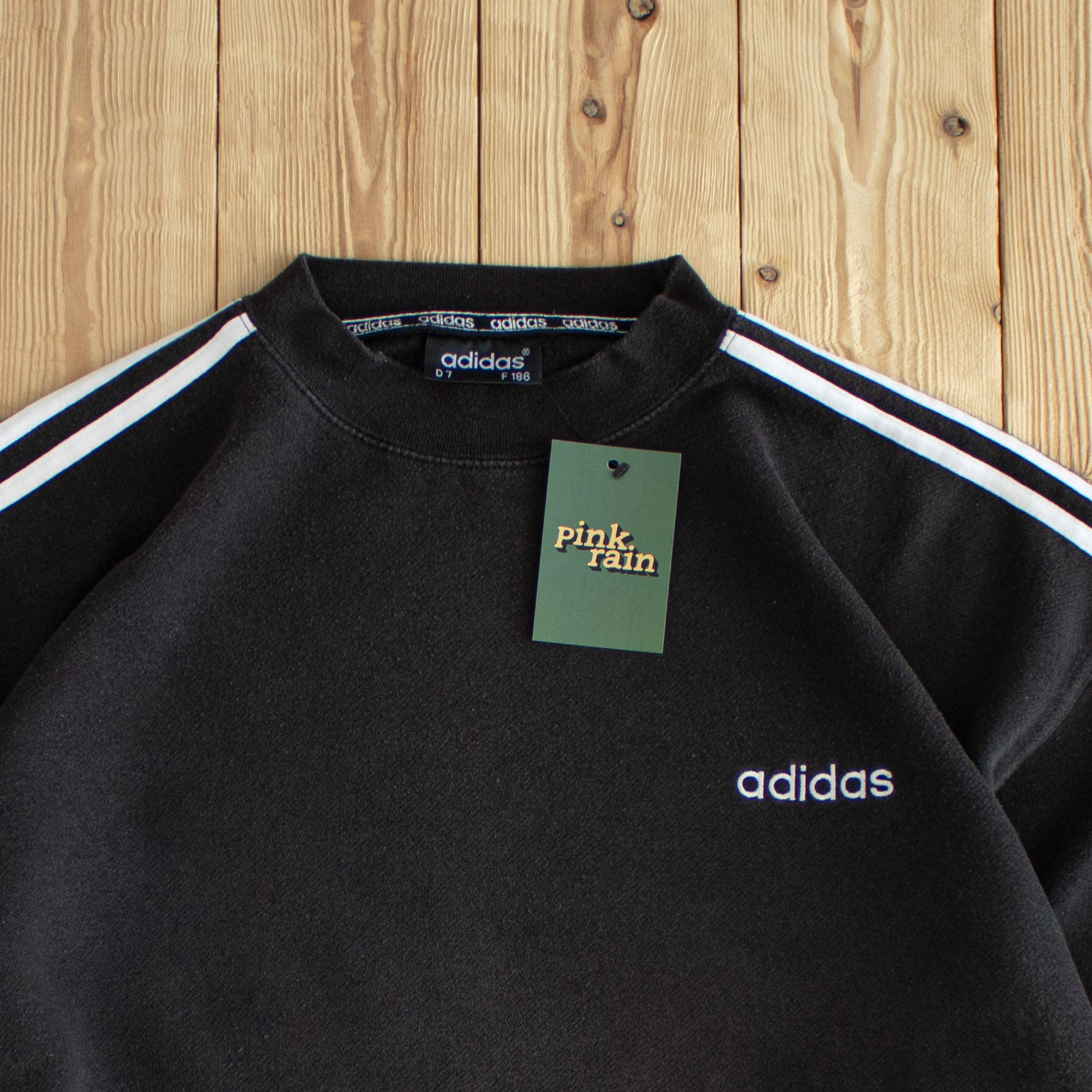 (L/XL) Adidas Vintage Essential Embroidered Sweatshirt Black