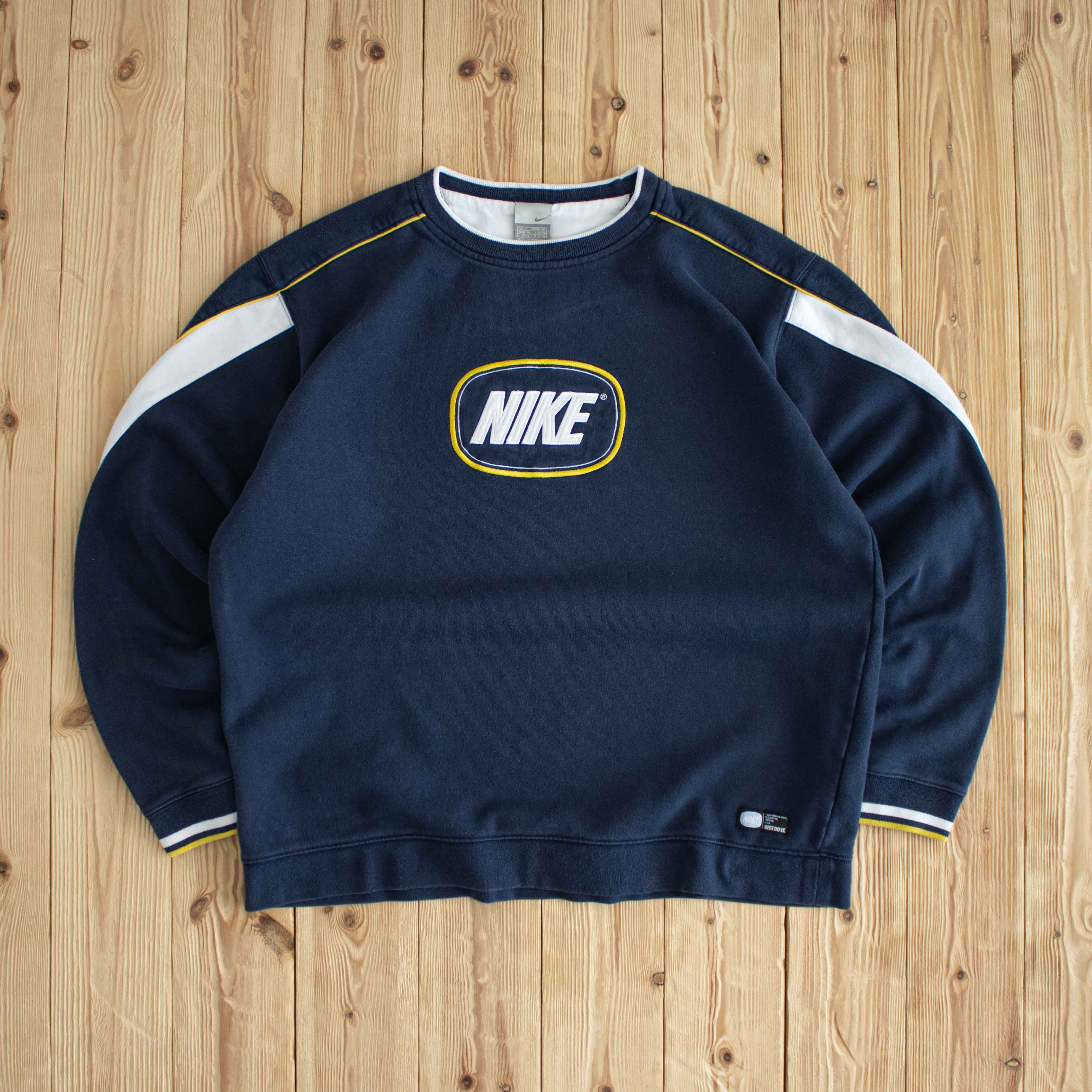 (M) Nike Spell Out Vintage Embroidered Sweatshirt Blue