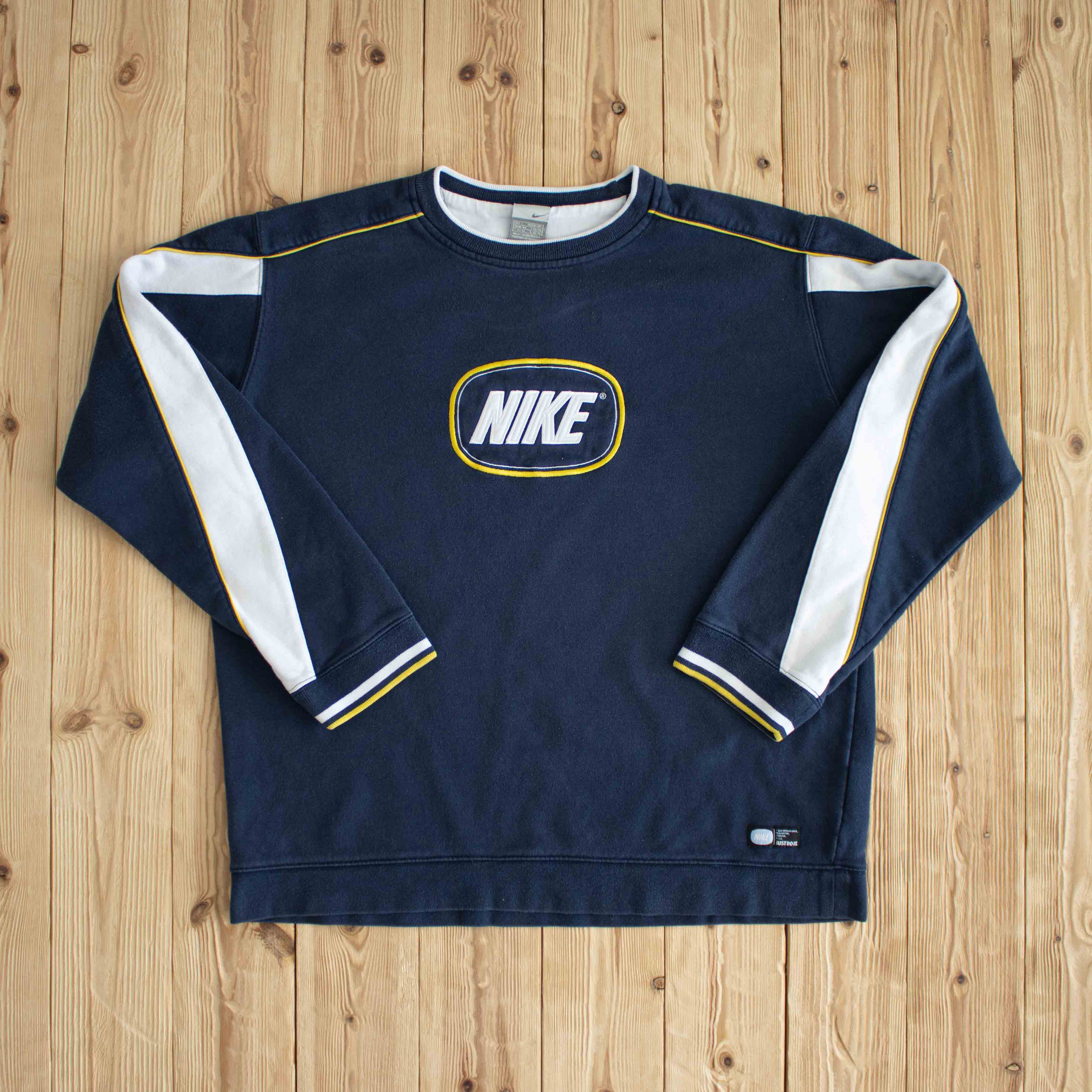 (M) Nike Spell Out Vintage Embroidered Sweatshirt Blue