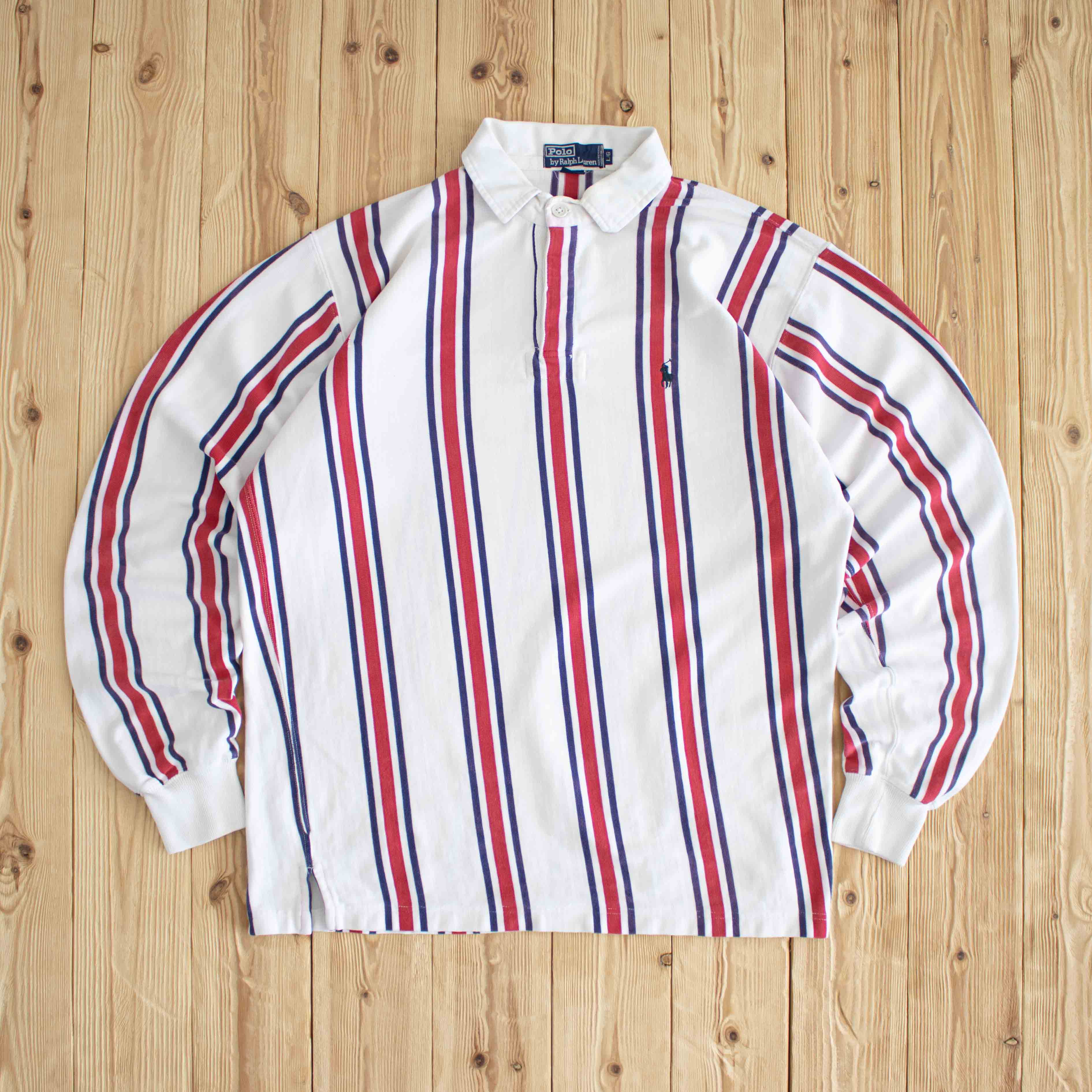 (L) Ralph Lauren Polo Vintage Embroidered Longsleeve White Red