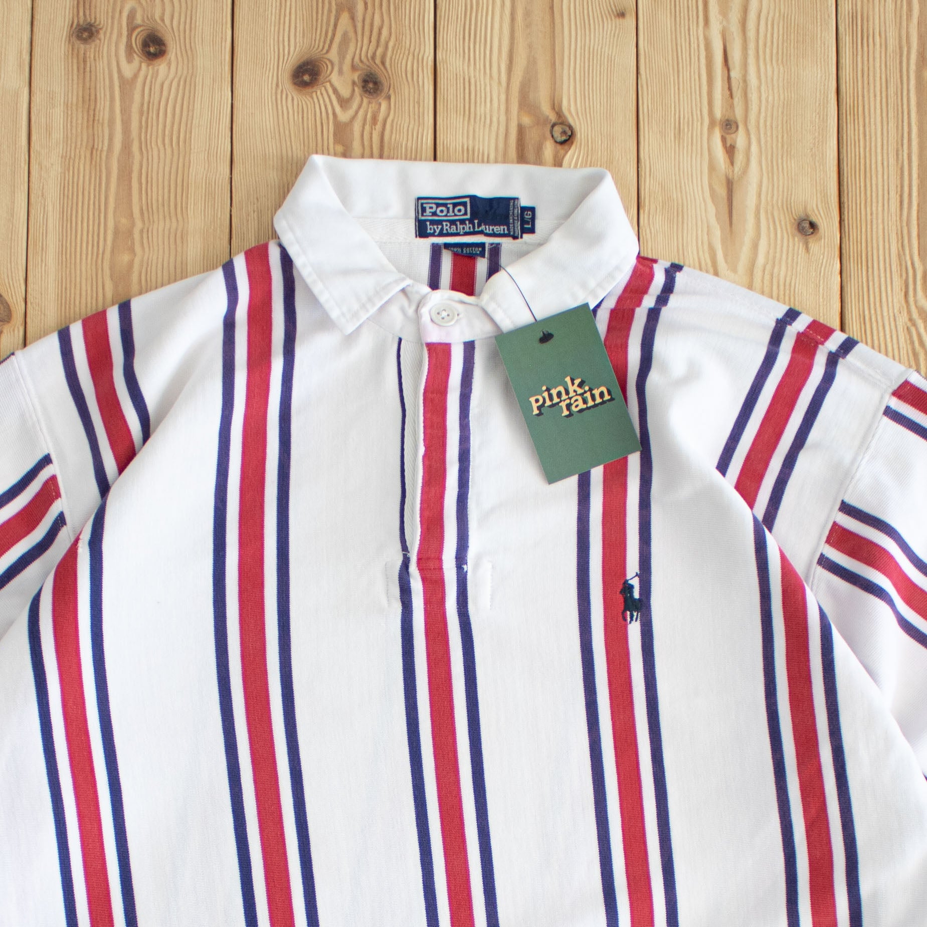 (L) Ralph Lauren Polo Vintage Embroidered Longsleeve White Red