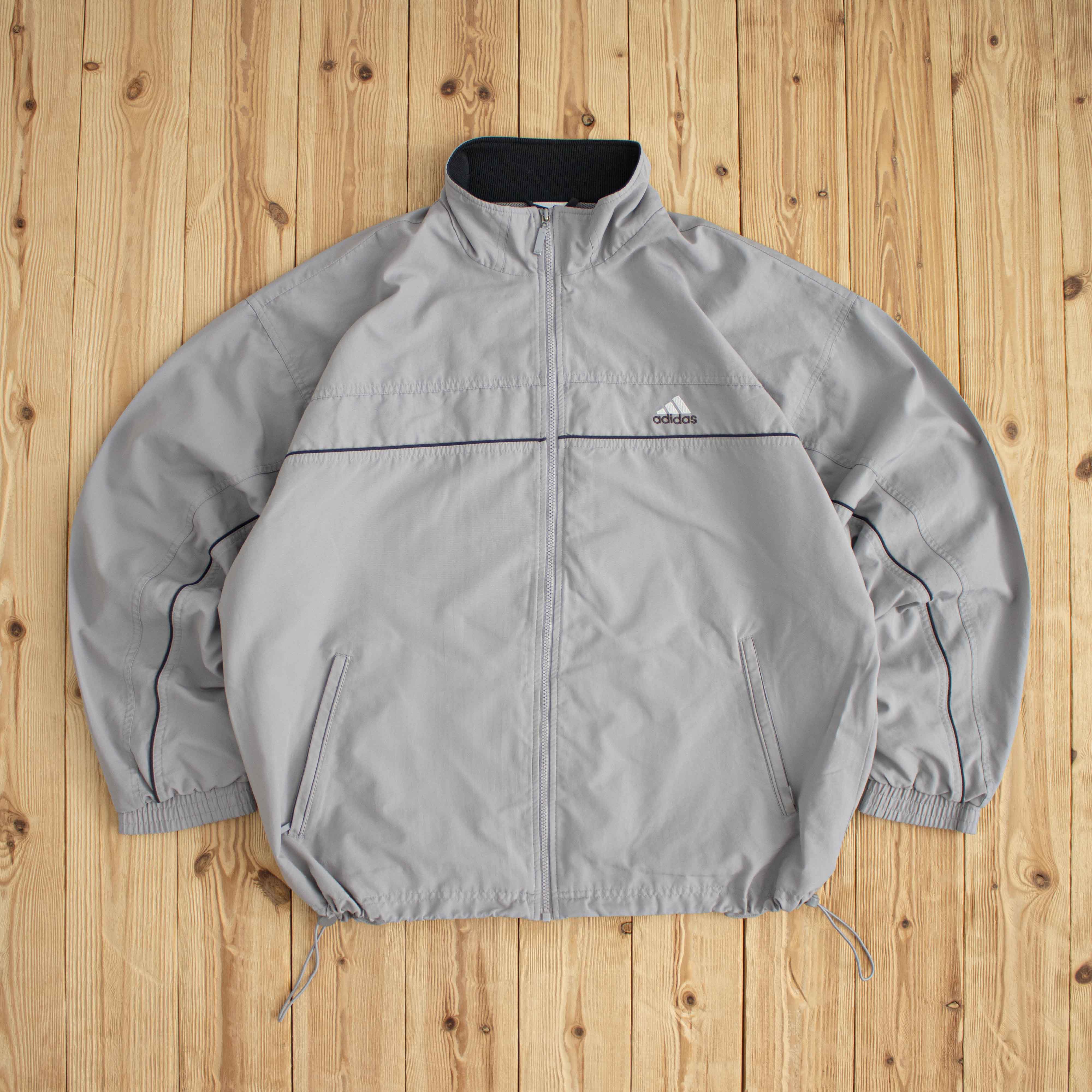 (XL) Adidas Logo Vintage Embroidered Jacket Gray