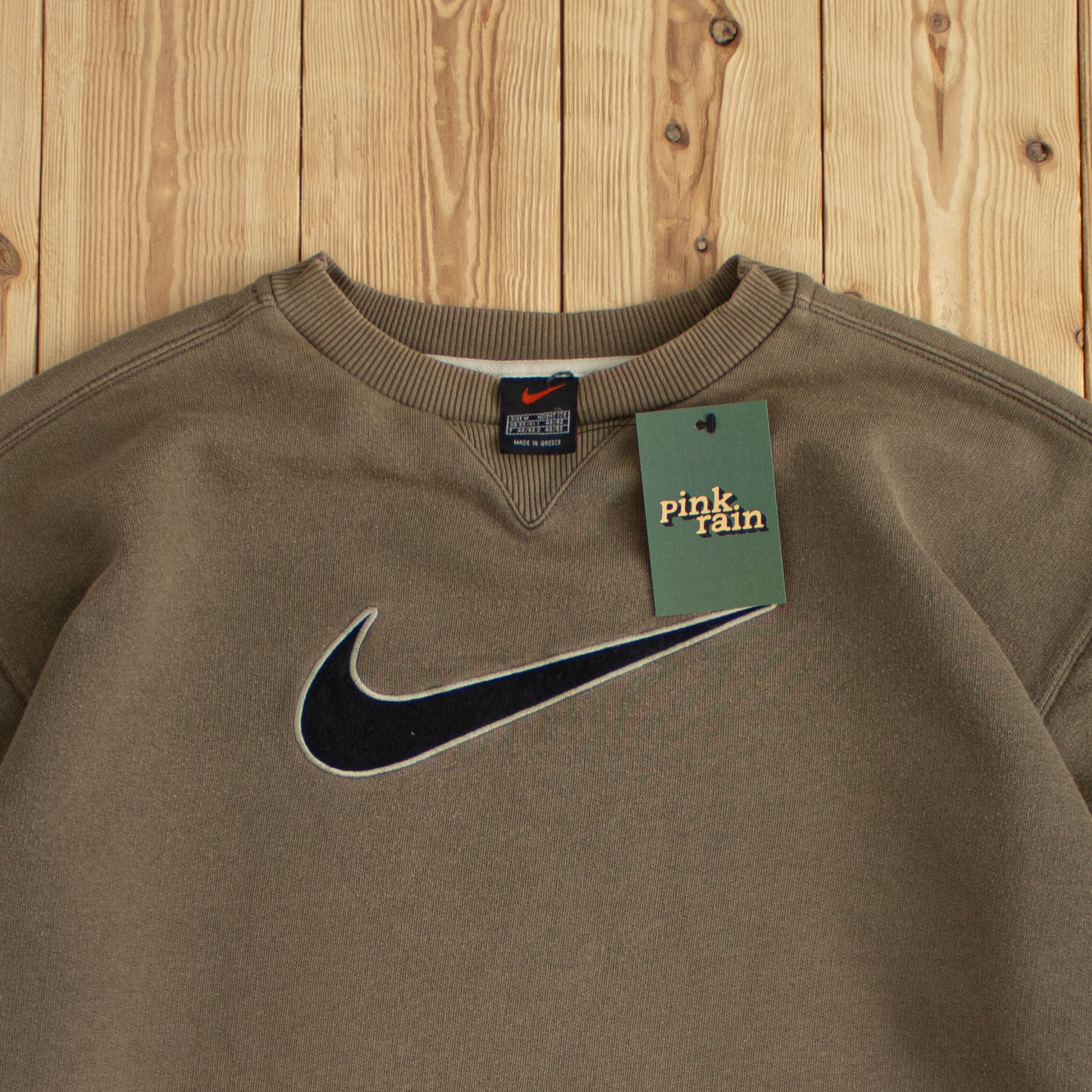 (M) Nike Swoosh Vintage Embroidered Sweatshirt Brown