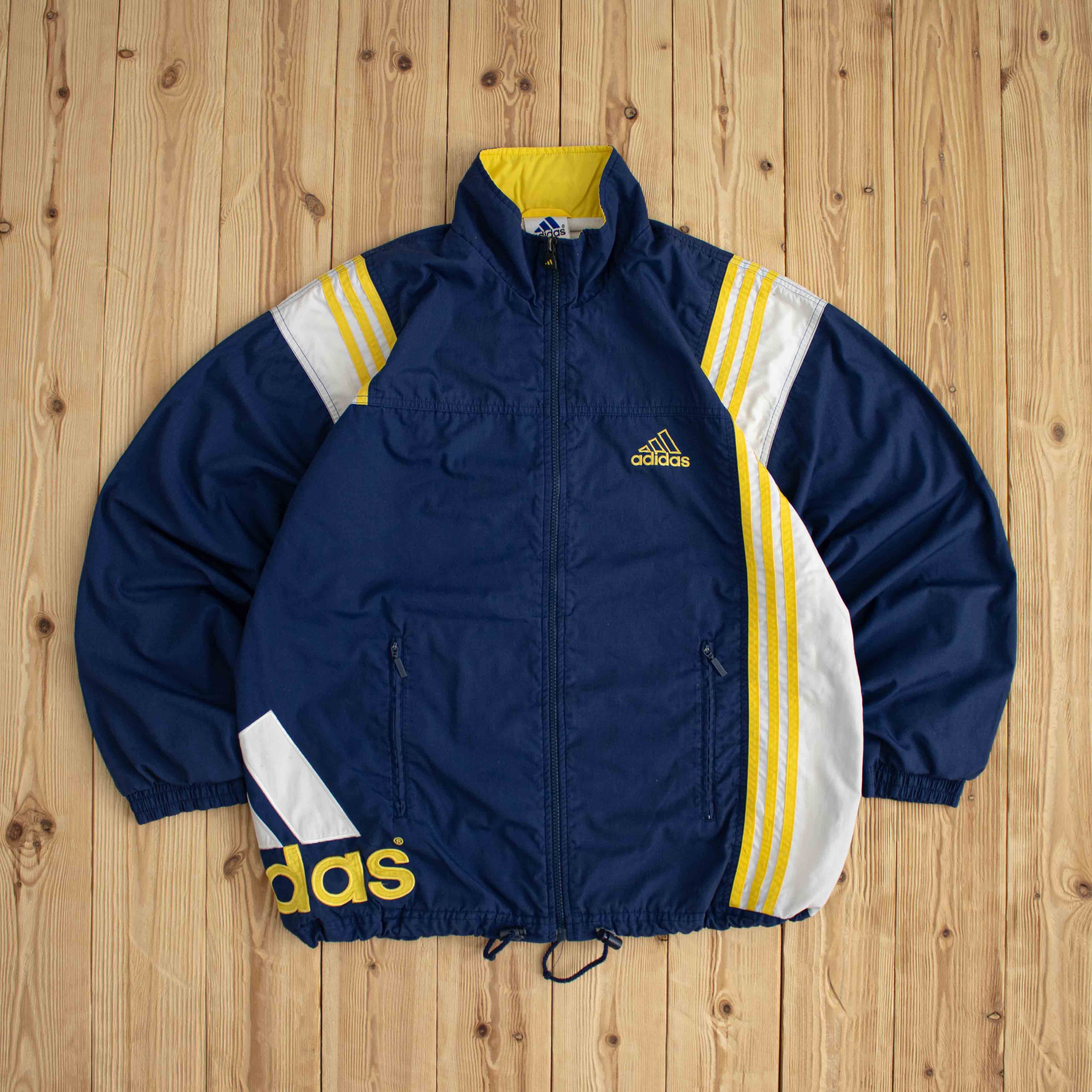 (M/L) Adidas Vintage Embroidered Jacket Blue