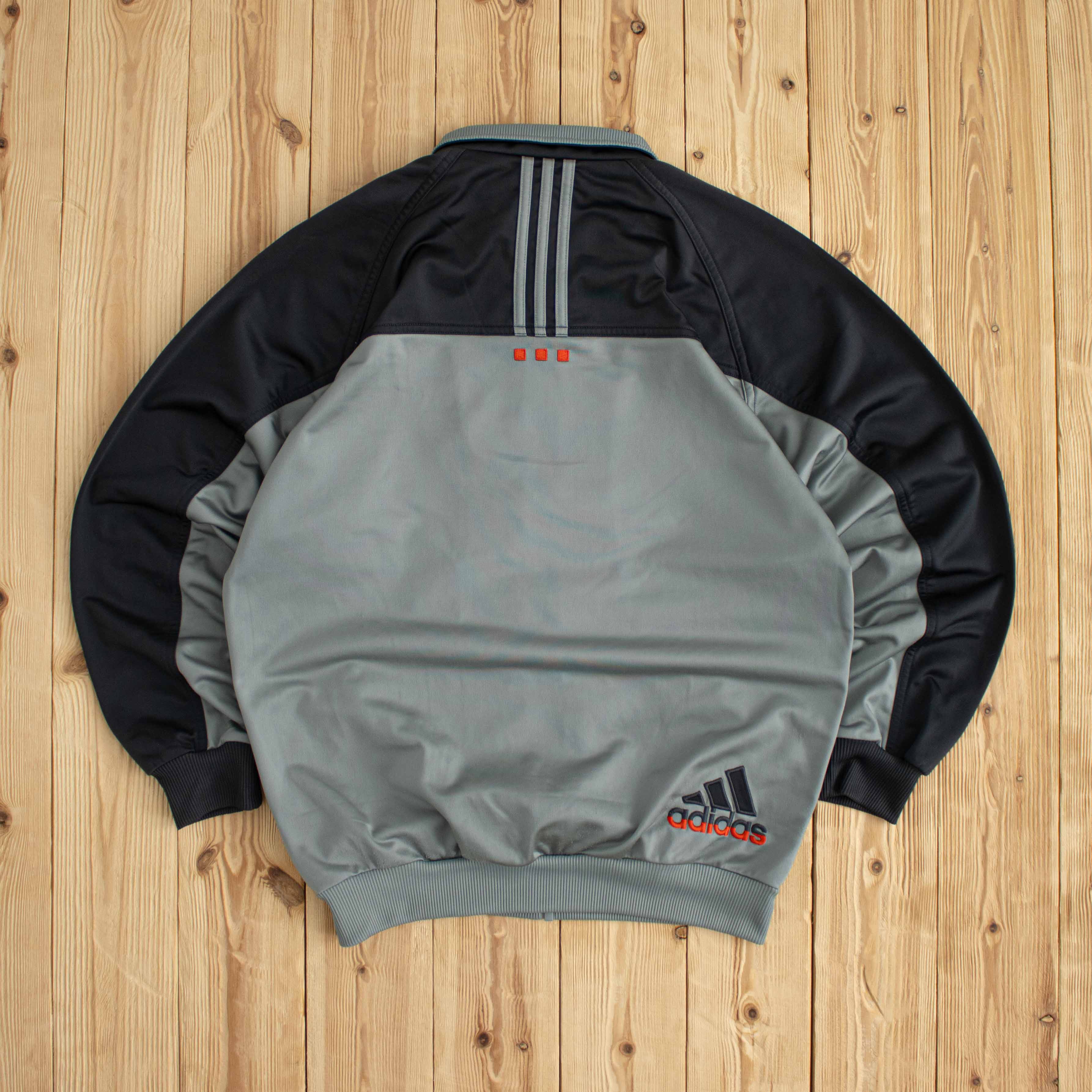 (M) Adidas Vintage Embroidered Full-Zip Sweatshirt Gray