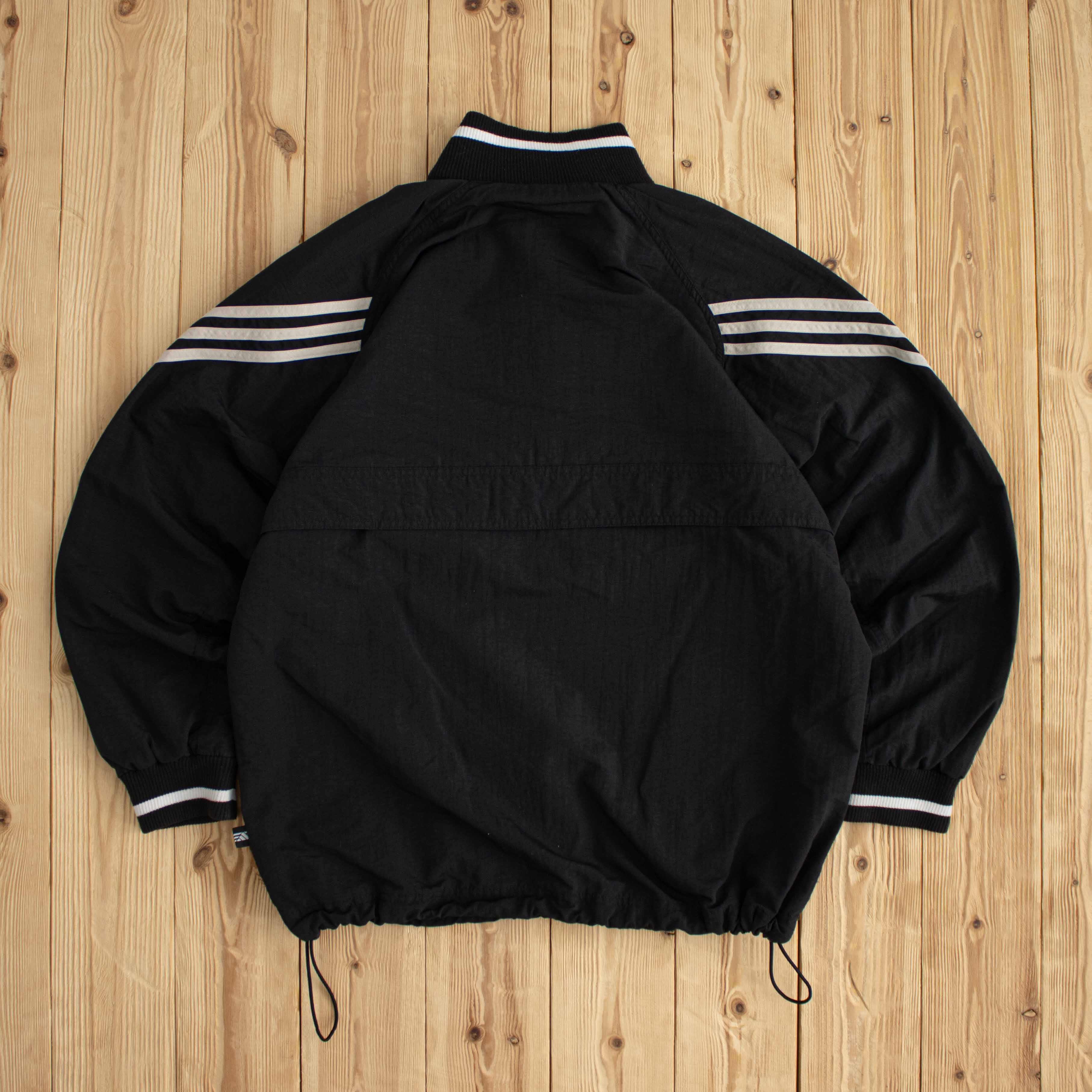 (L) Adidas Vintage Embroidered Quarter-Zip Windbreaker Black