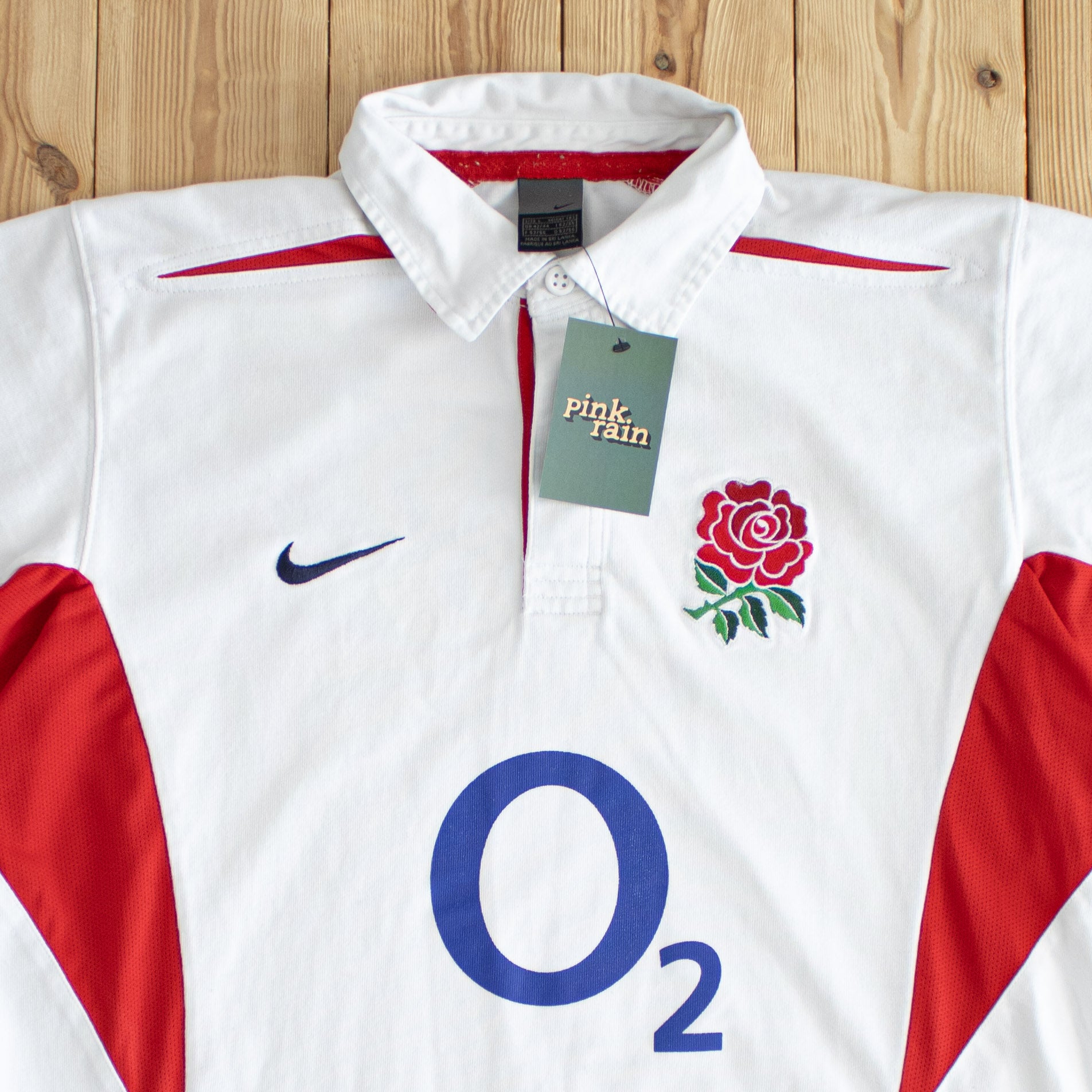 (L) Nike England Rose Vintage Embroidered Polo White