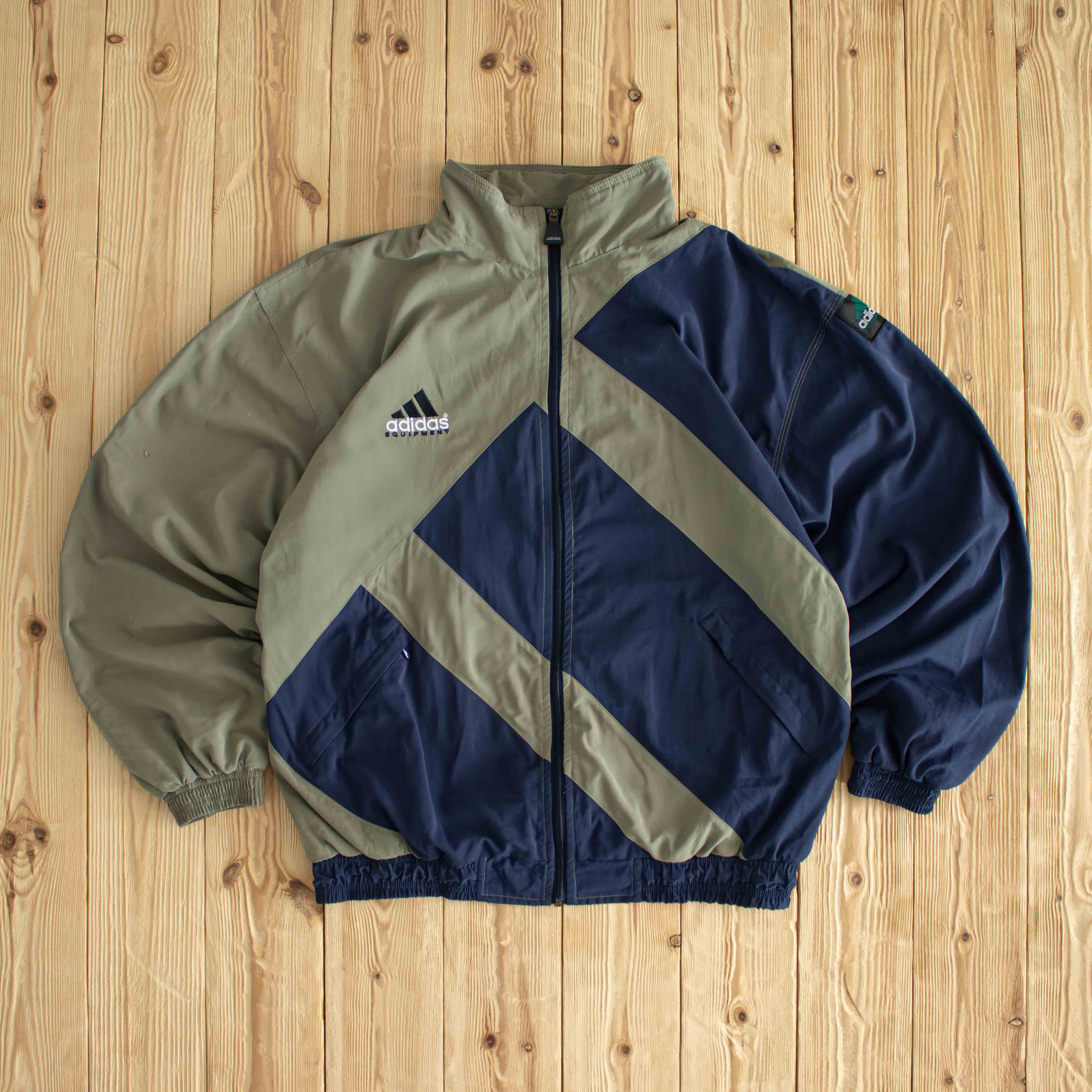 (L) Adidas Equipment Vintage Embroidered Jacket Blue Beige